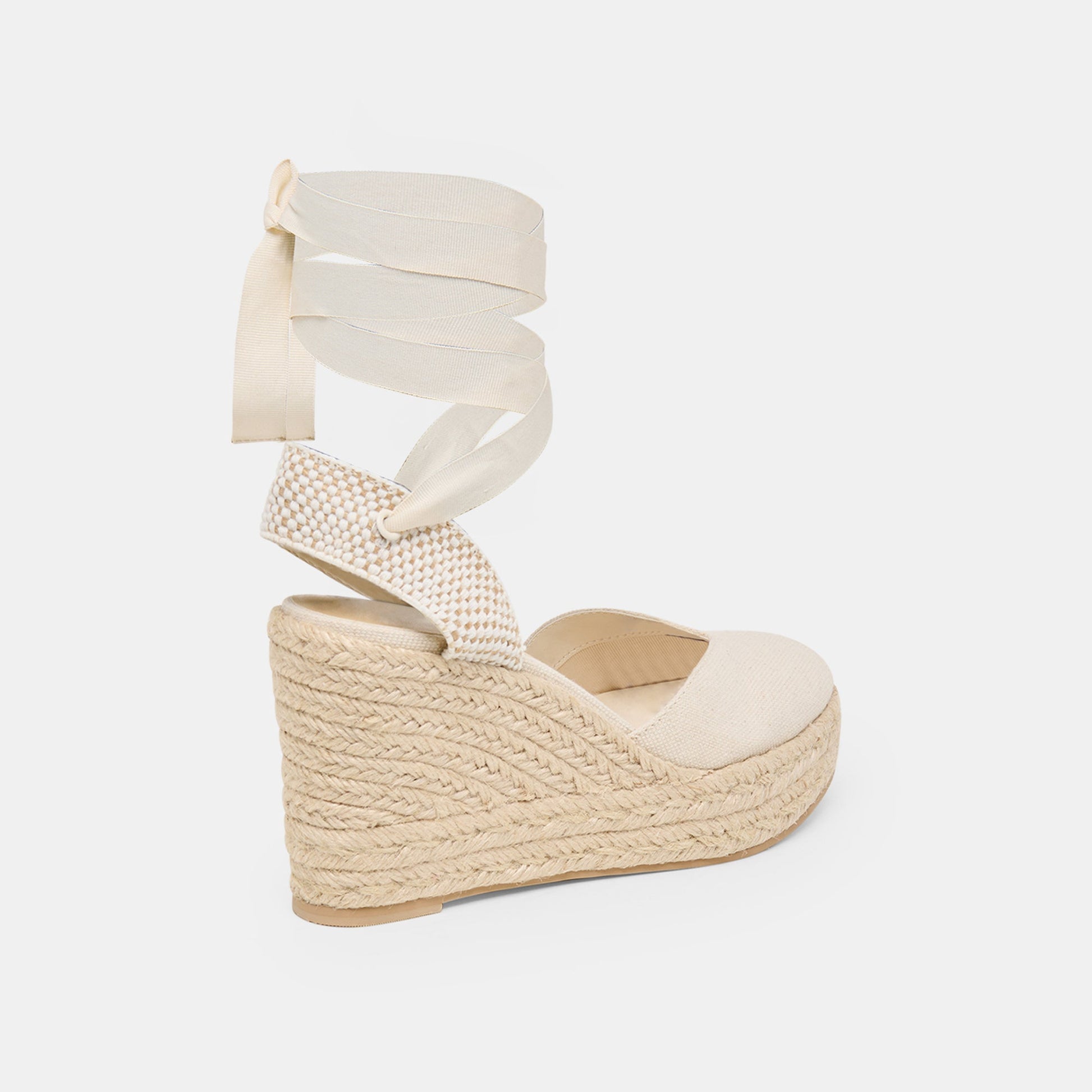 Dolce Vita Noura Ecru Linen Wedges