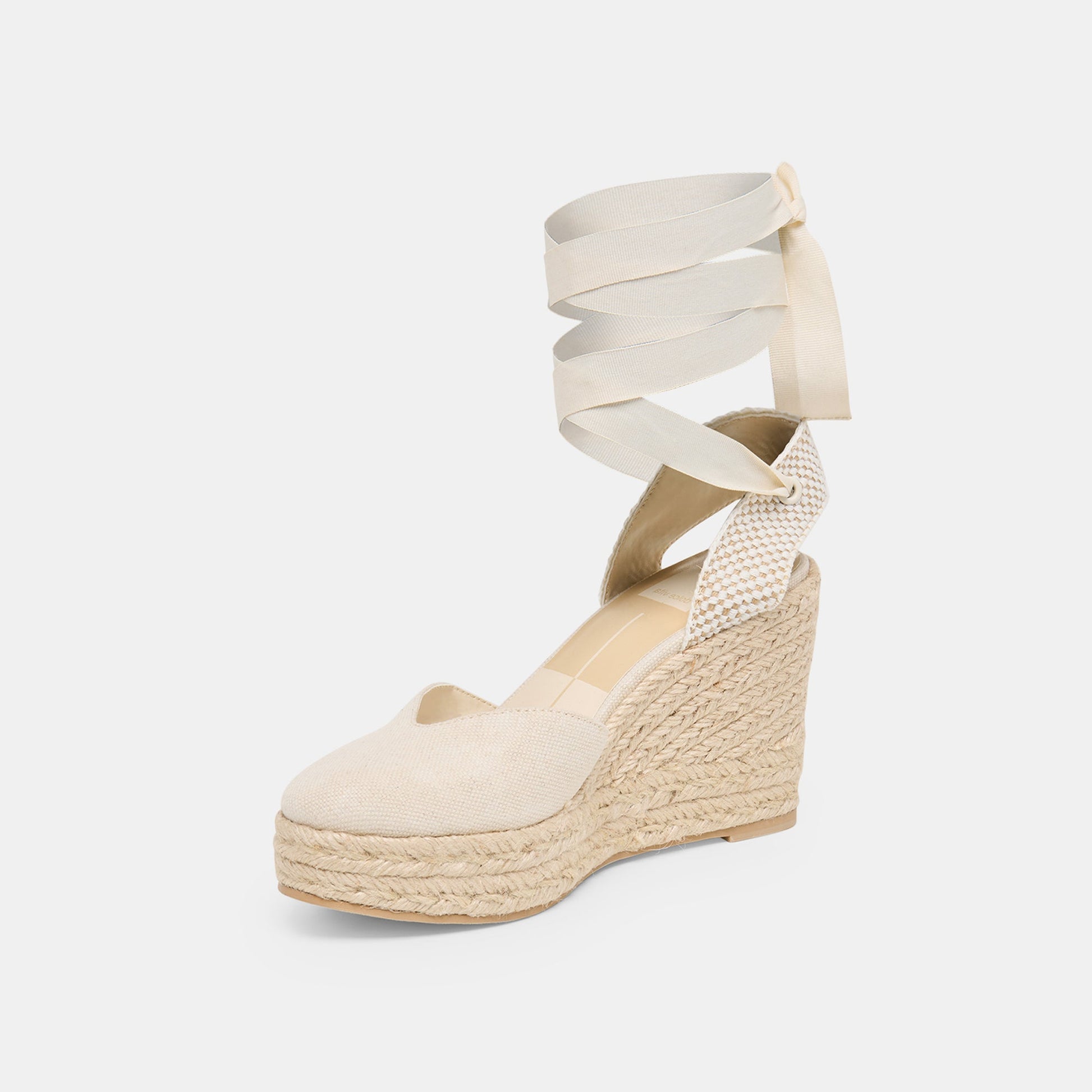 Dolce Vita Noura Ecru Linen Wedges