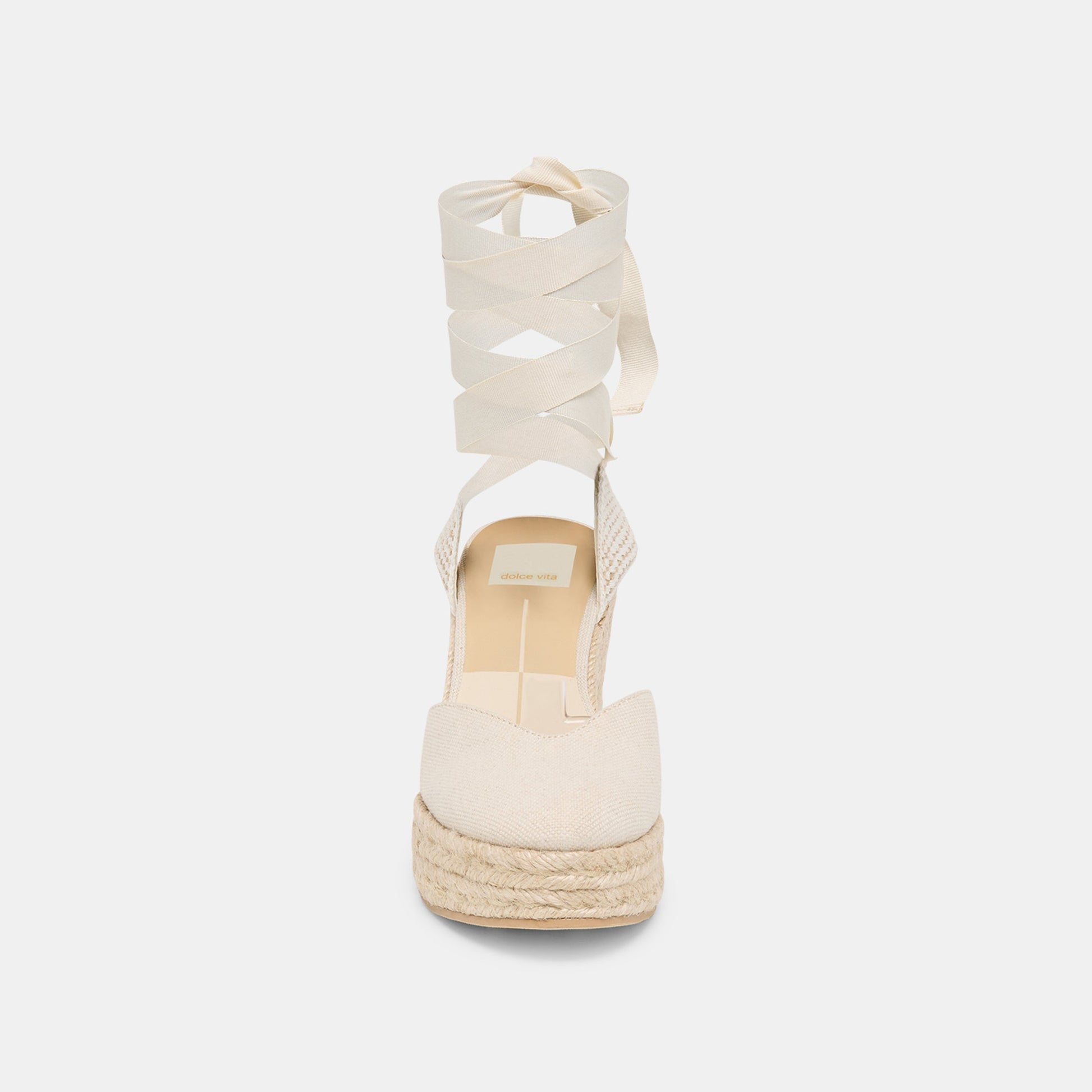 Dolce Vita Noura Ecru Linen Wedges