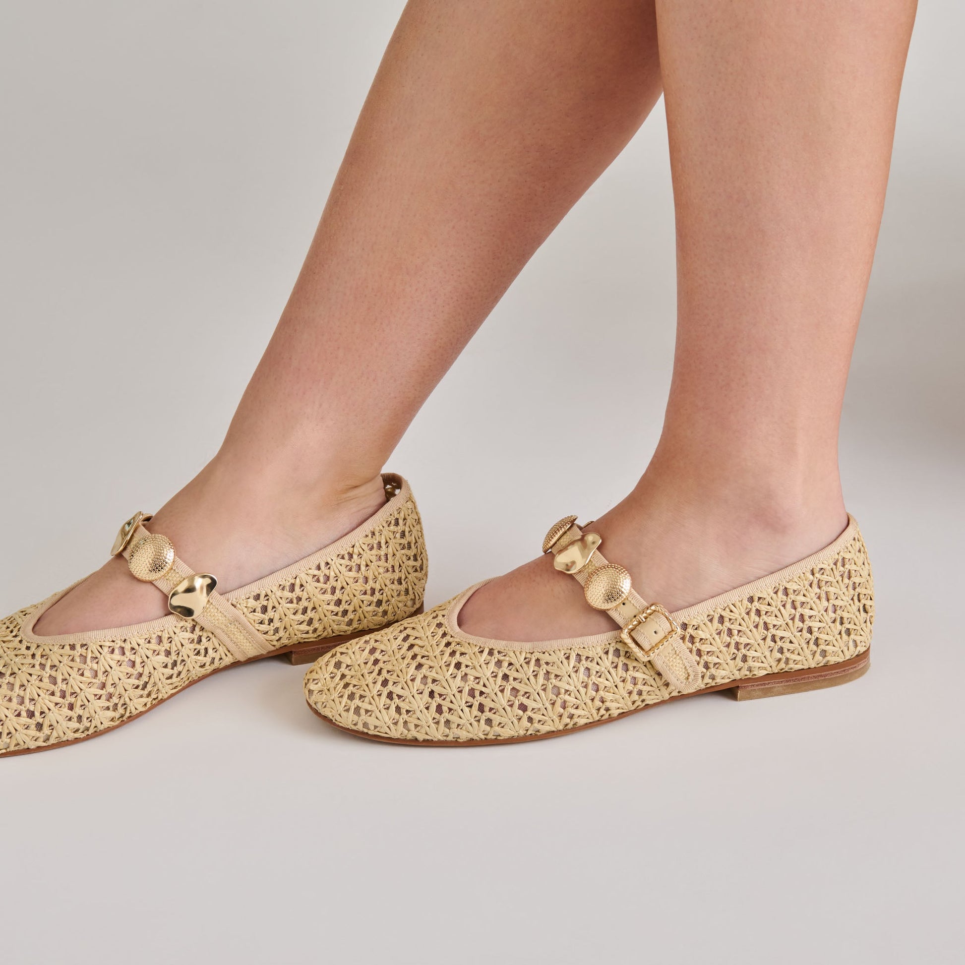 Dolce Vita Relan Natural Cross Hatch Raffia Ballet Flats