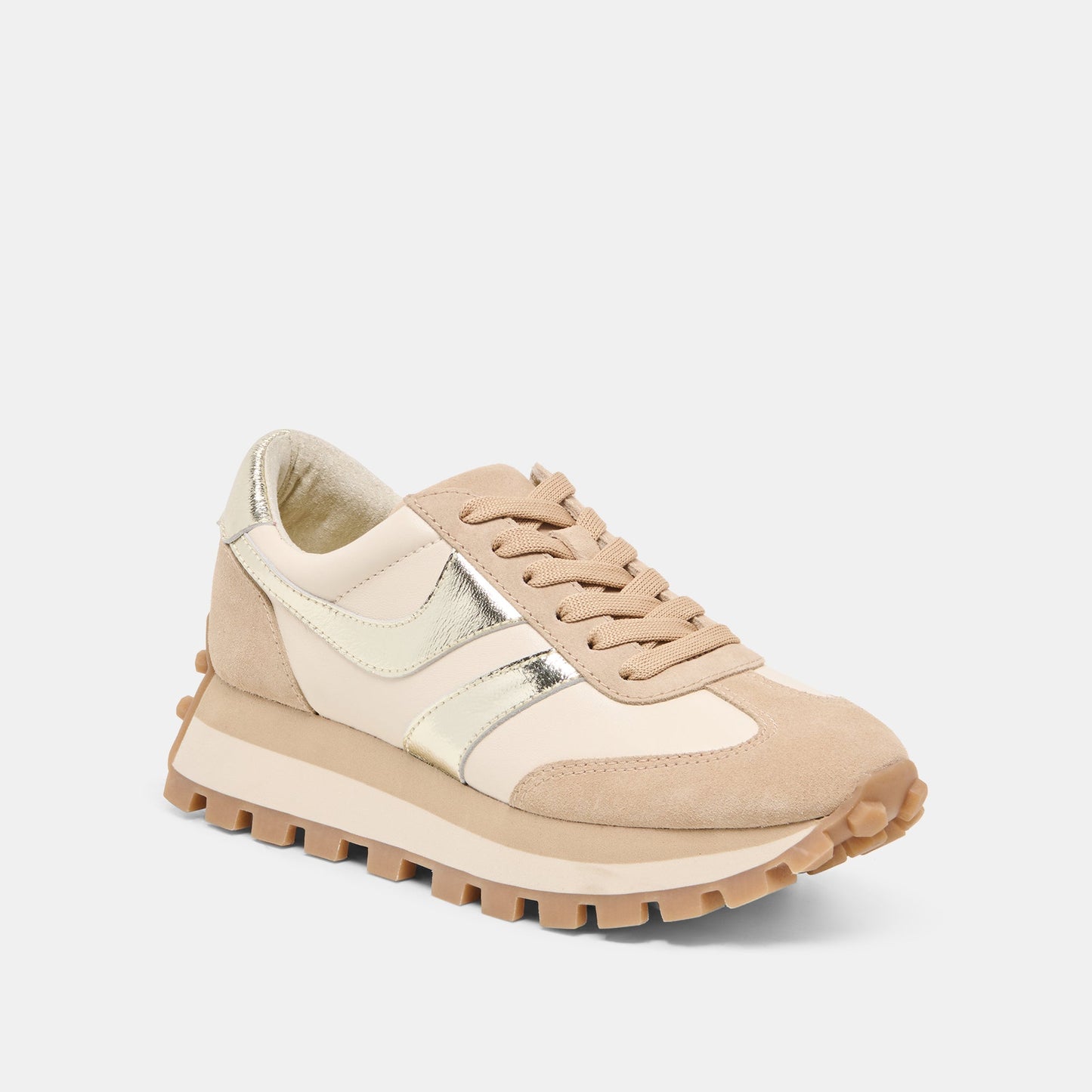 Dolce Vita TRESA White Gold Suede Platform Sneakers