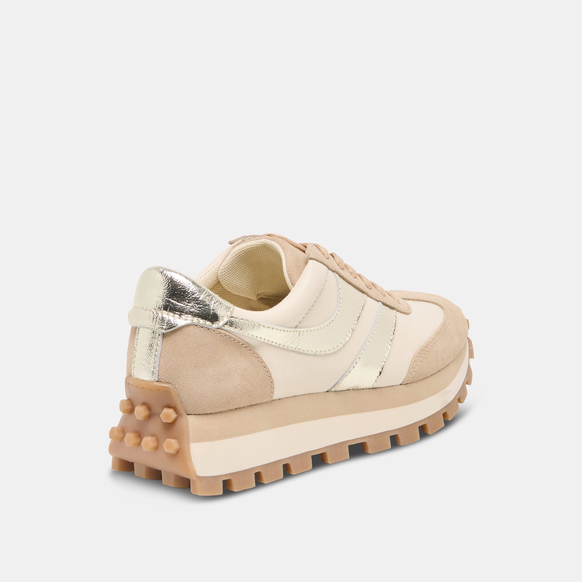 Dolce Vita TRESA White Gold Suede Platform Sneakers
