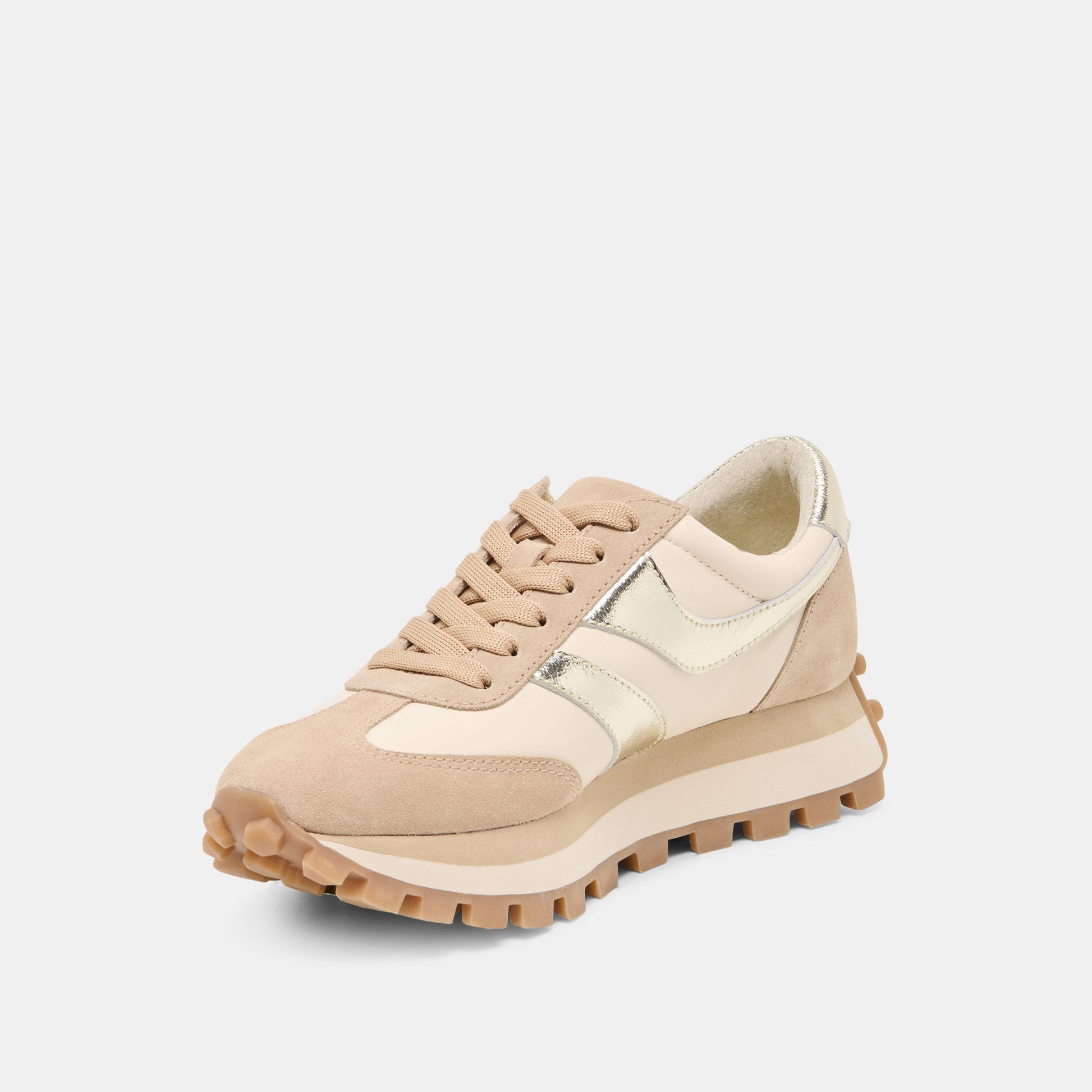 Dolce Vita TRESA White Gold Suede Platform Sneakers