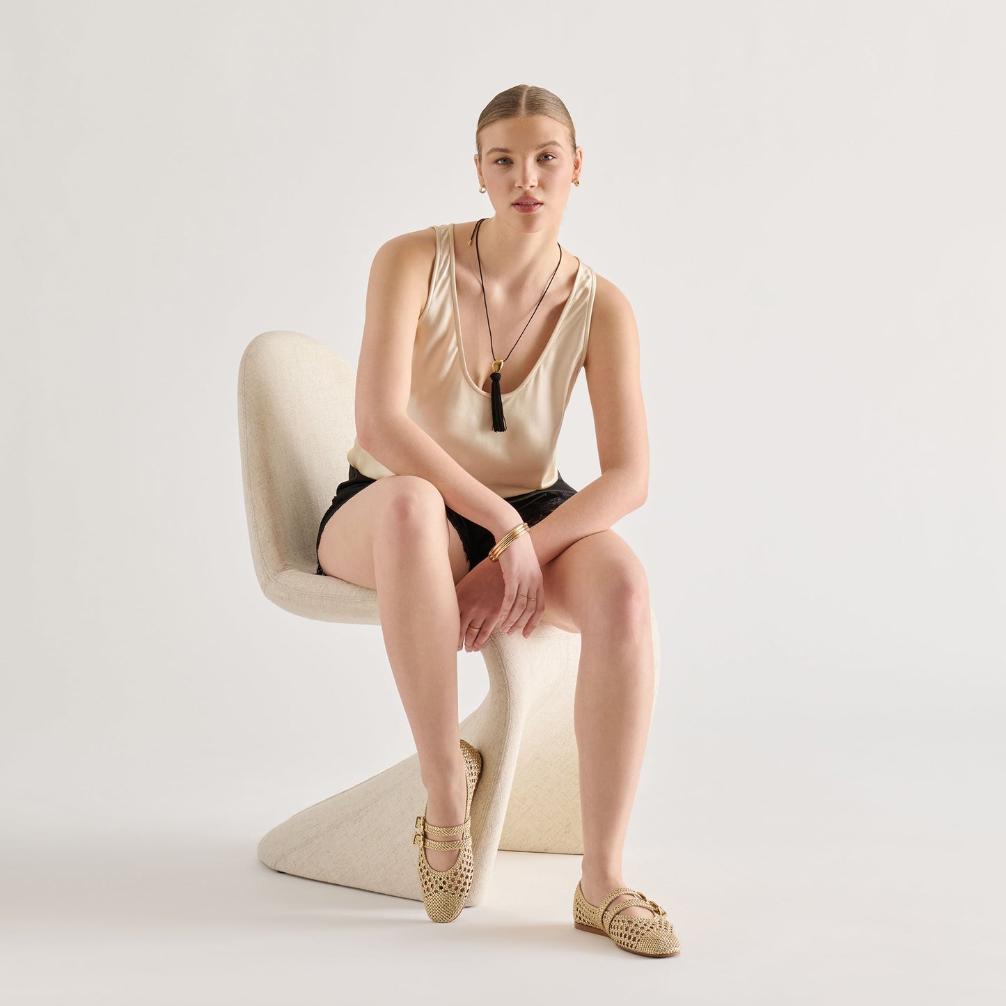 Dolce Vita Baylee Gold Woven Stella Ballet Flats