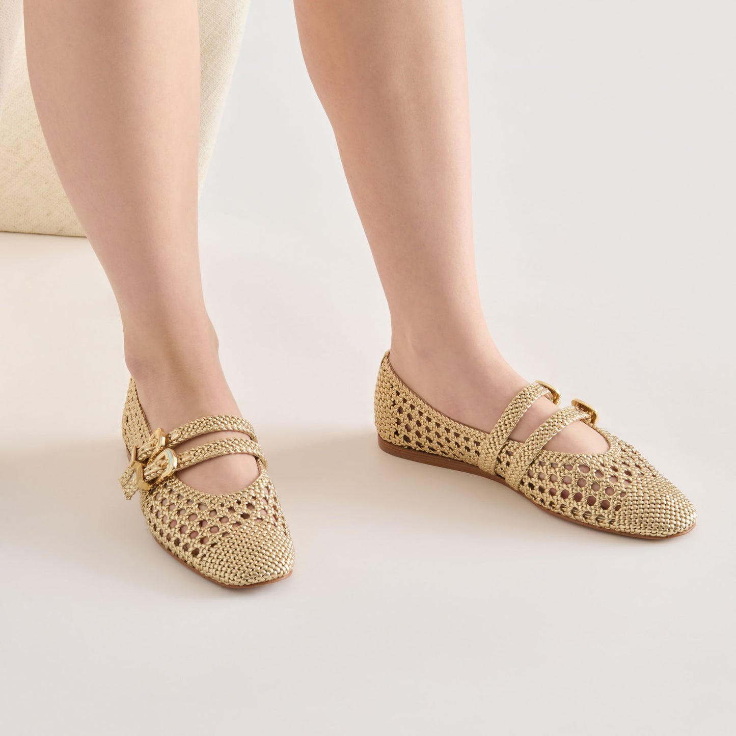 Dolce Vita Baylee Gold Woven Stella Ballet Flats