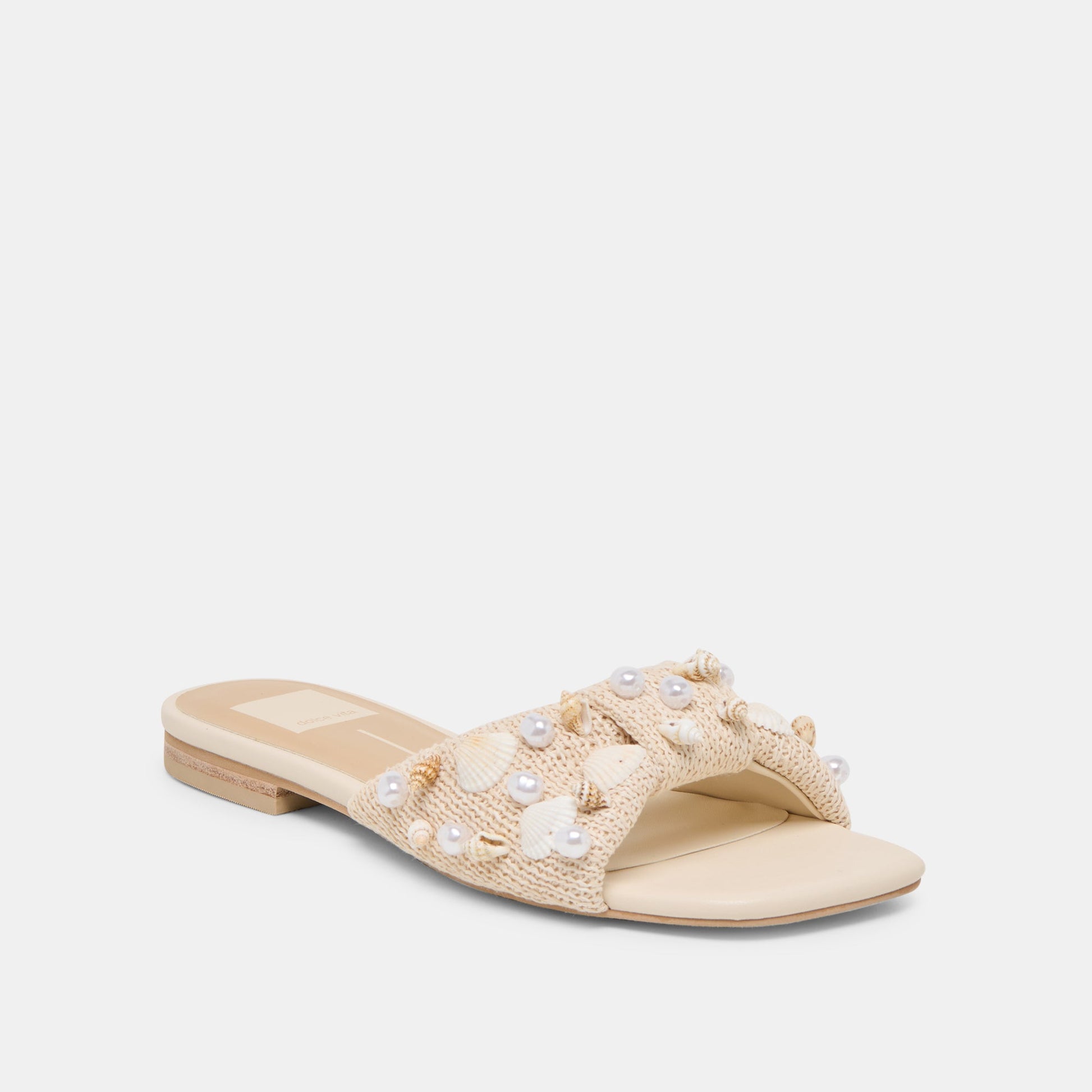 Dolce Vita Lizza Oatmeal Beaded Raffia Sandals