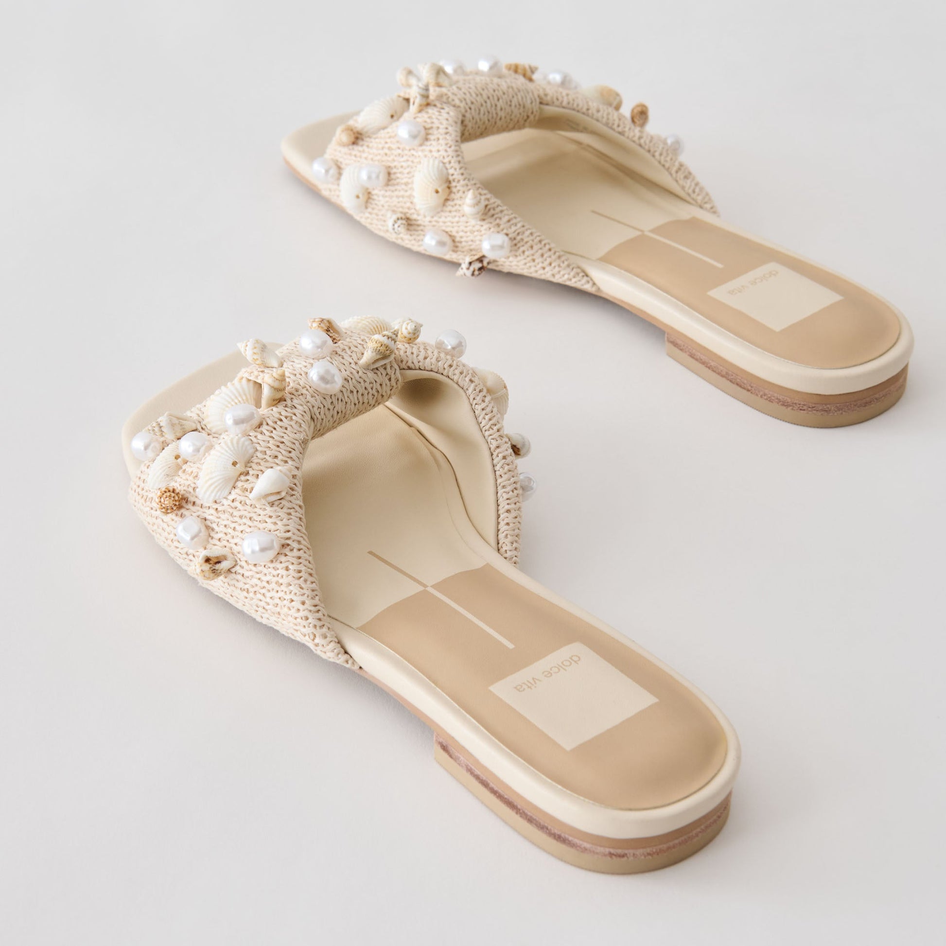 Dolce Vita Lizza Oatmeal Beaded Raffia Sandals