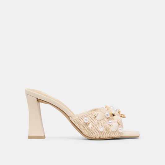 Dolce Vita Tylah Oatmeal Beaded Raffia Heels