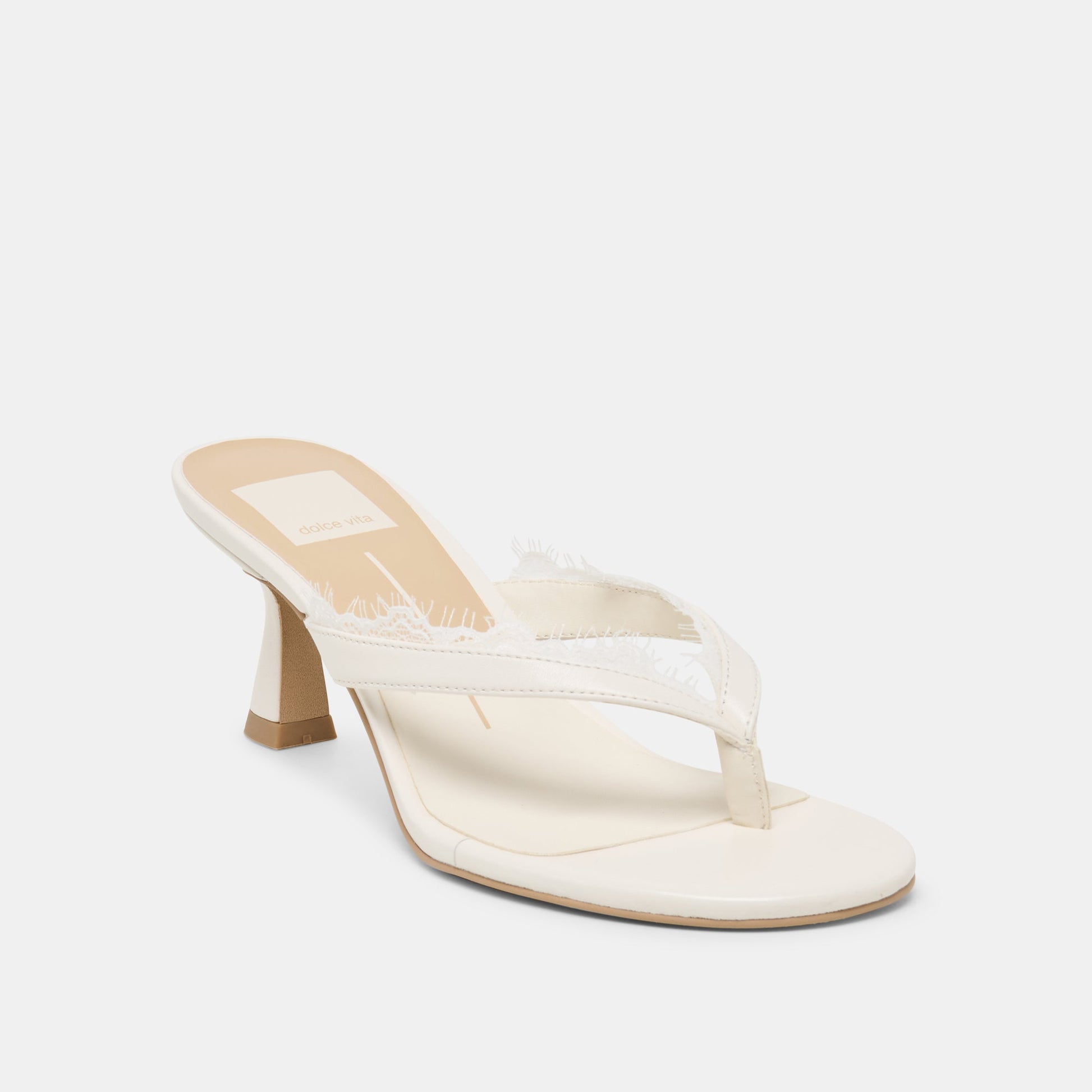 Dolce Vita Daksie Lace True White Leather Heels