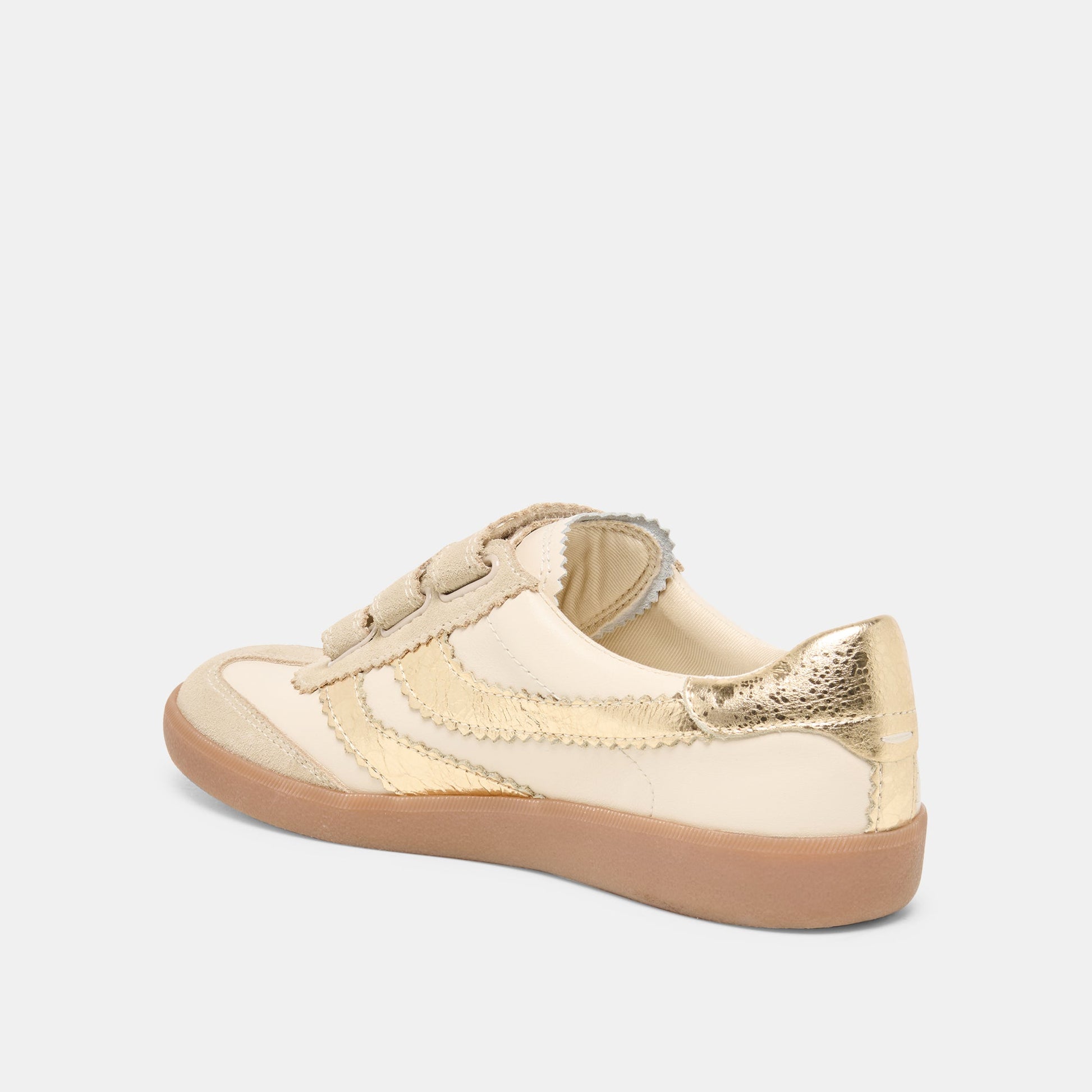 Dolce Vita Merit Velcro White Gold Leather Sneakers