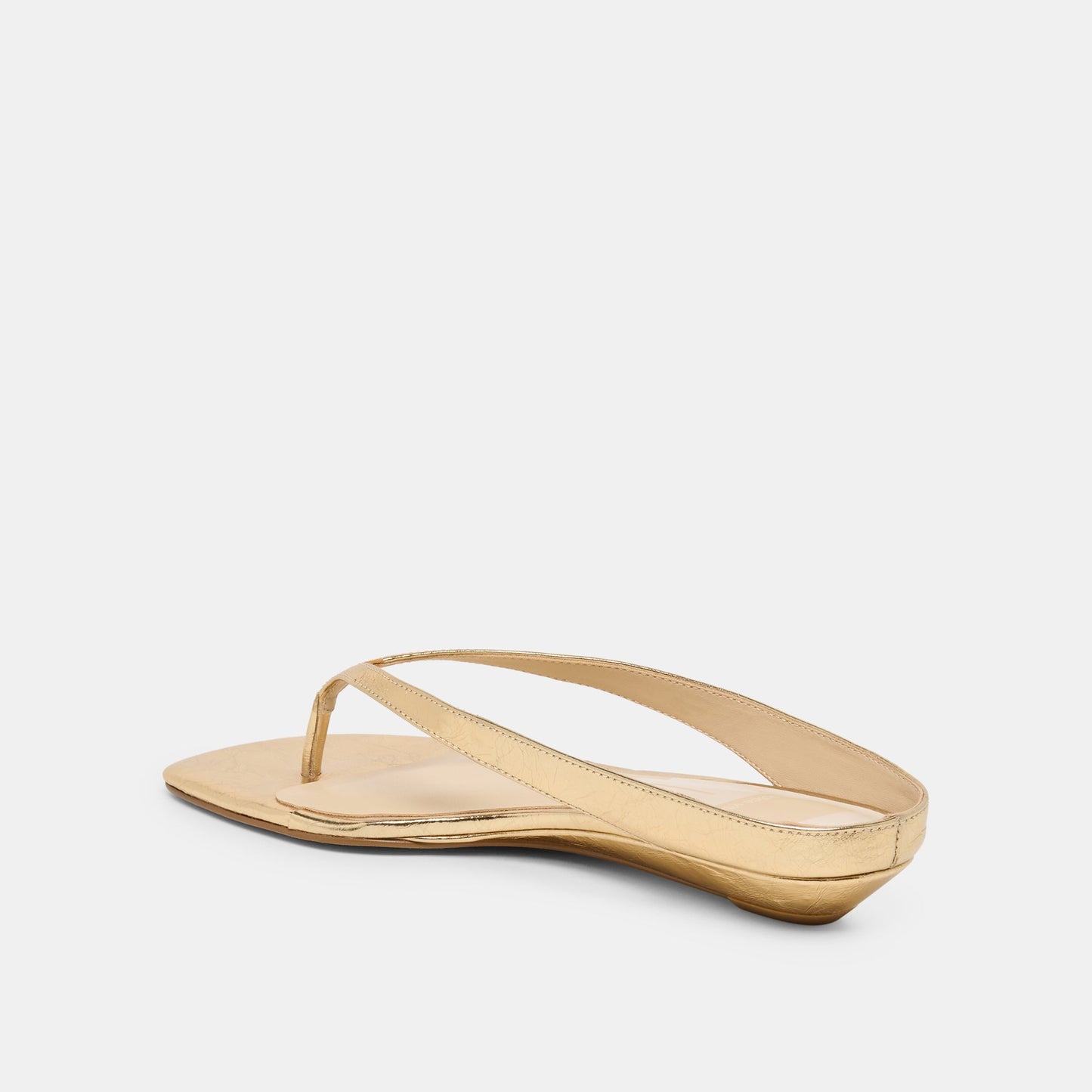 Dolce Vita GIZEL Gold Crinkle Patent Thong Square-Toe Sandals
