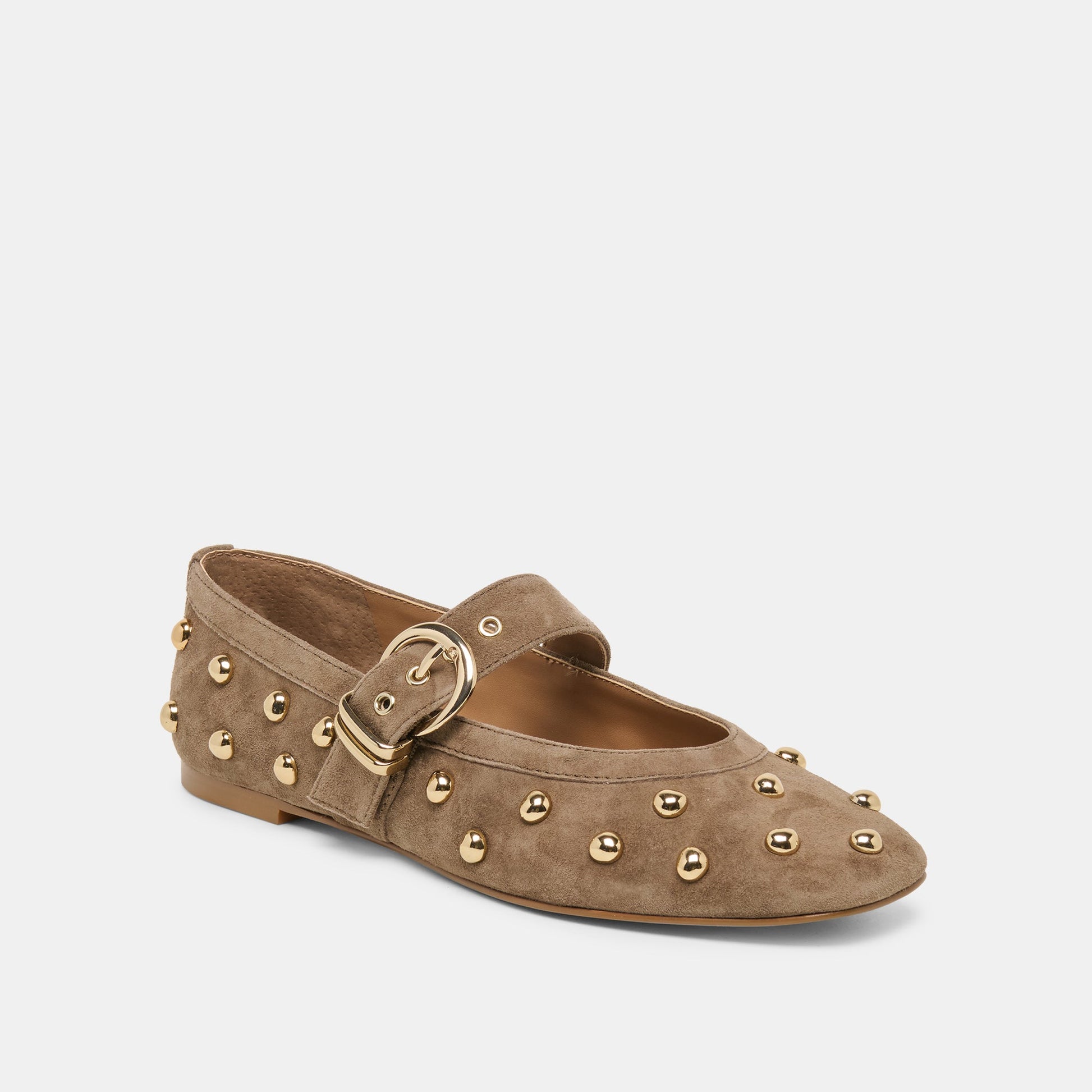 Dolce Vita Mikel Stud Olive Suede Ballet Flats