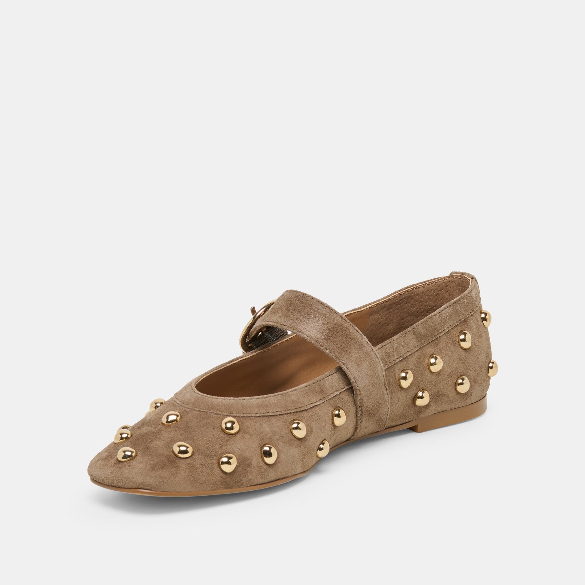 Dolce Vita Mikel Stud Olive Suede Ballet Flats