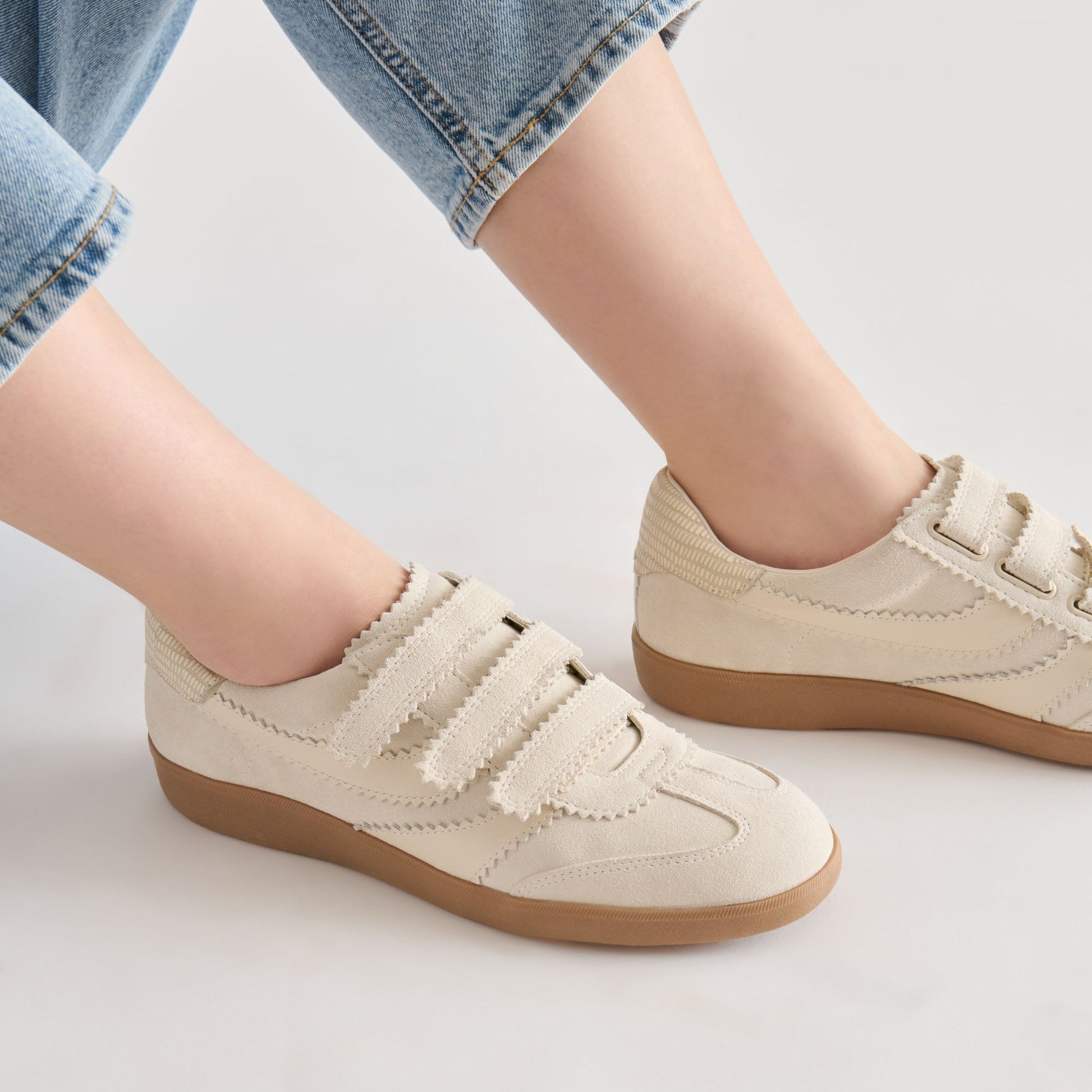 Dolce Vita Merit Velcro Ivory Leather Sneakers