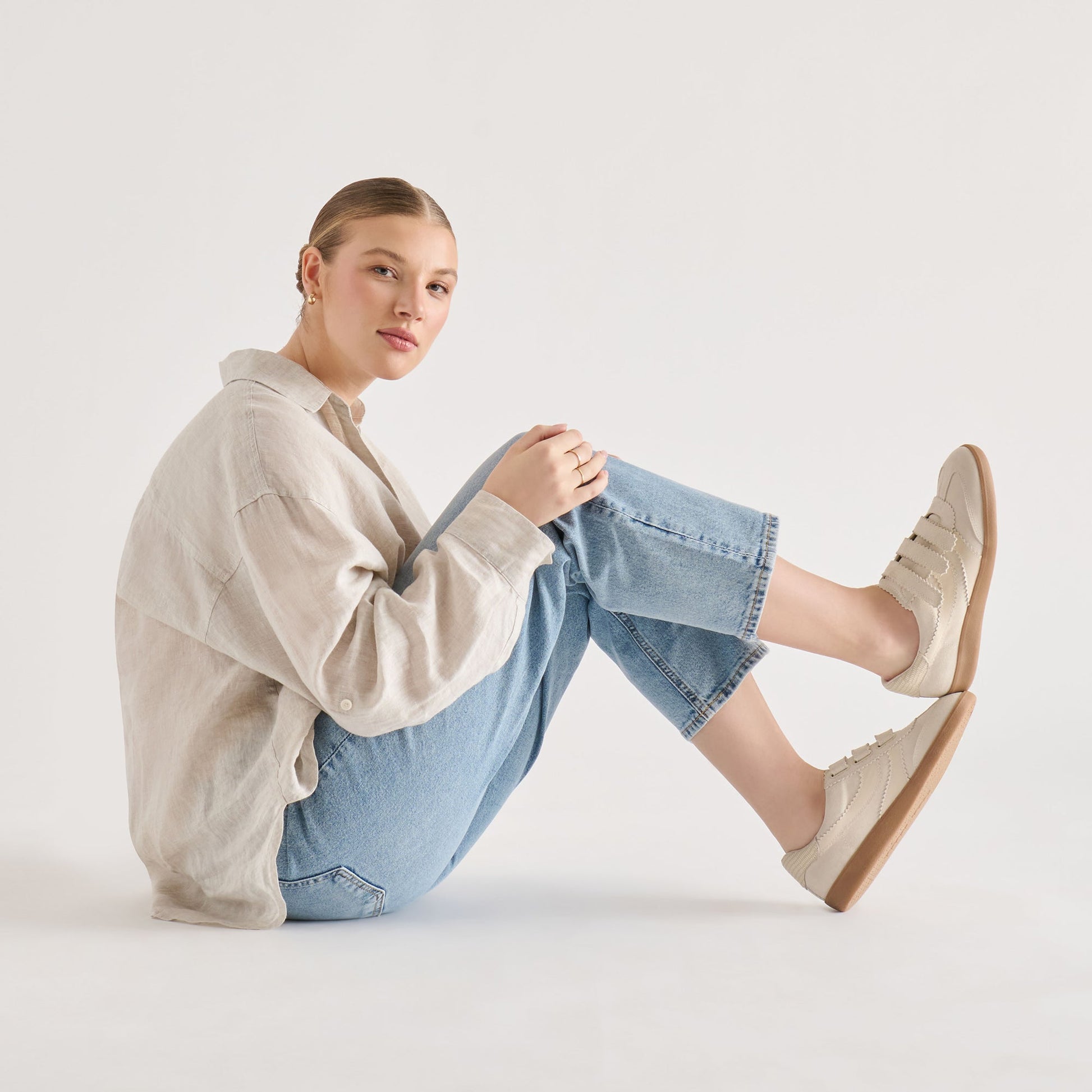 Dolce Vita Merit Velcro Ivory Leather Sneakers