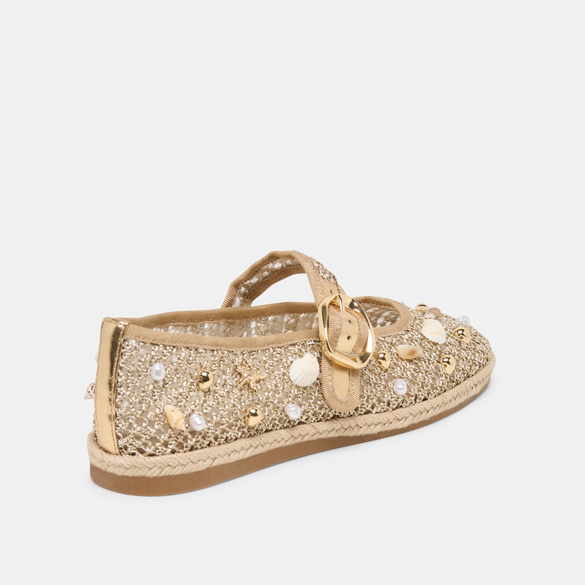 Dolce Vita Ralph Gold Beaded Raffia Ballet Flats