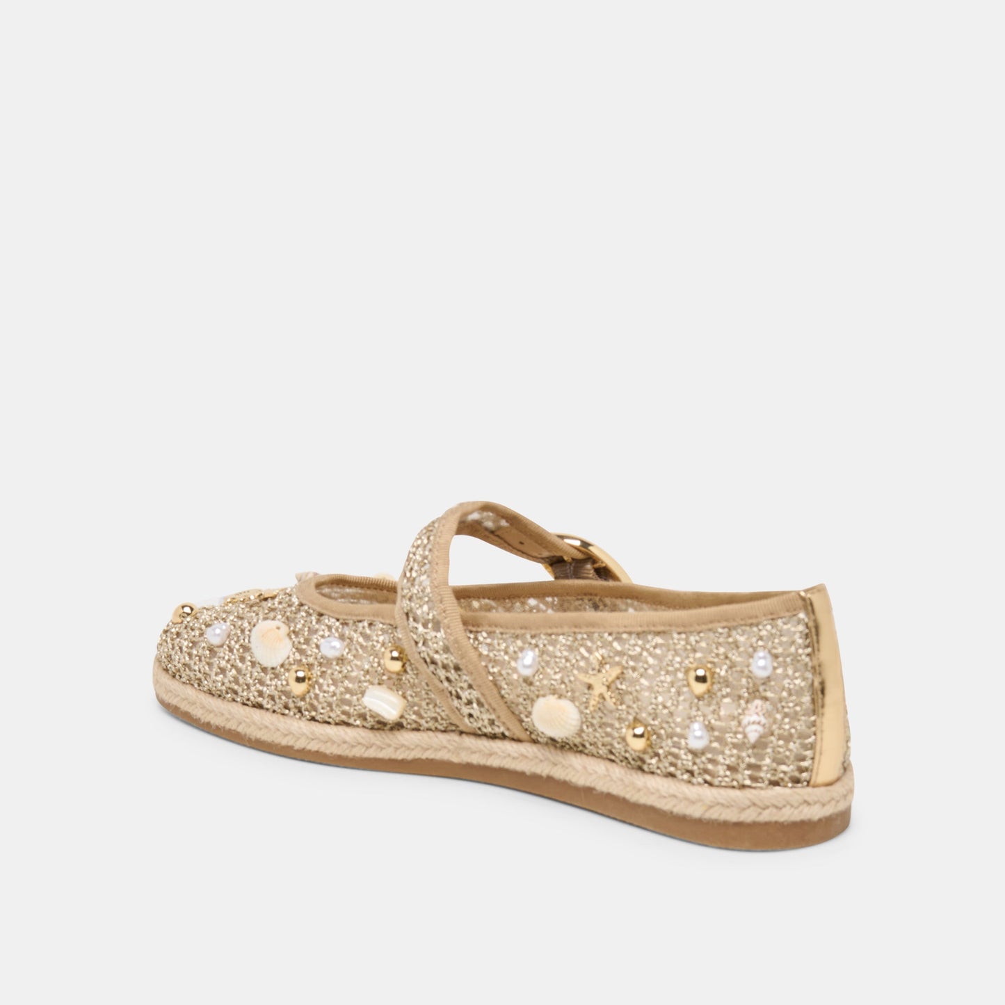 Dolce Vita Ralph Gold Beaded Raffia Ballet Flats