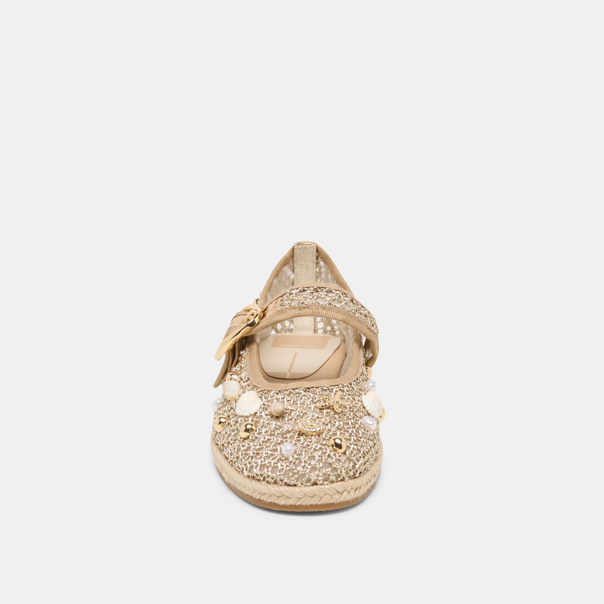 Dolce Vita Ralph Gold Beaded Raffia Ballet Flats