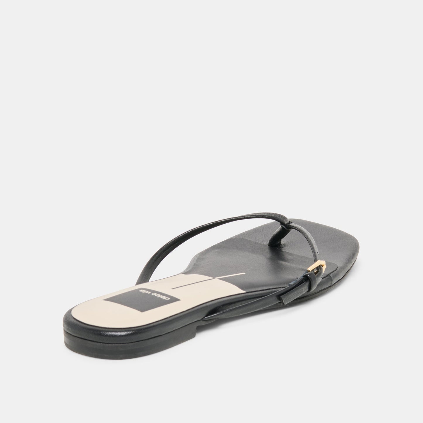 Dolce Vita MALTA Black Leather Buckle Flip-Flop Sandals