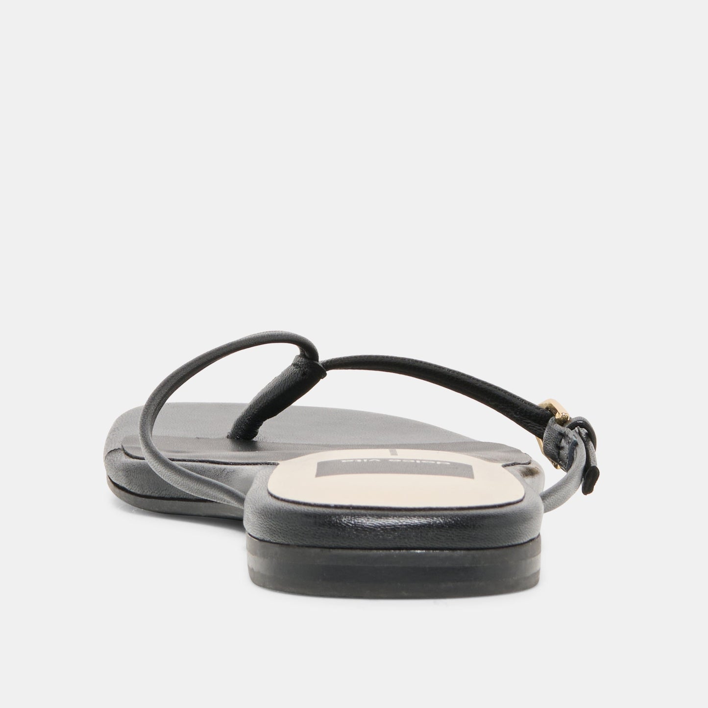 Dolce Vita MALTA Black Leather Buckle Flip-Flop Sandals