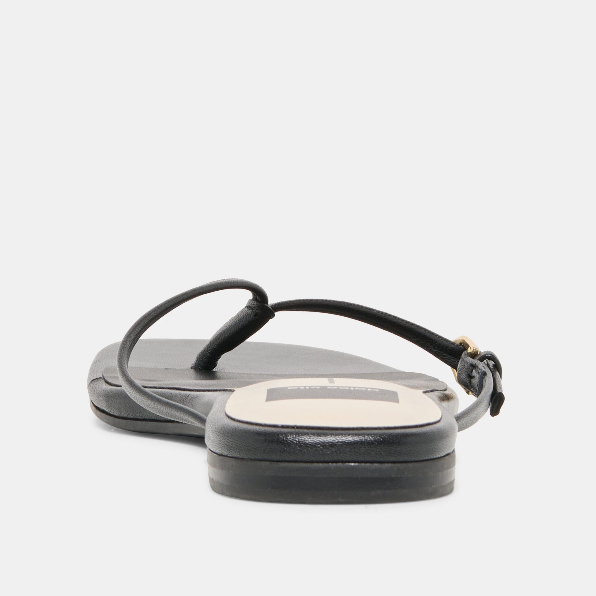 Dolce Vita MALTA Black Leather Buckle Flip-Flop Sandals