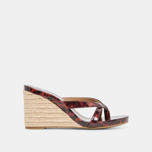 Dolce Vita Helan Espadrille Tortoise Patent Leather Wedges