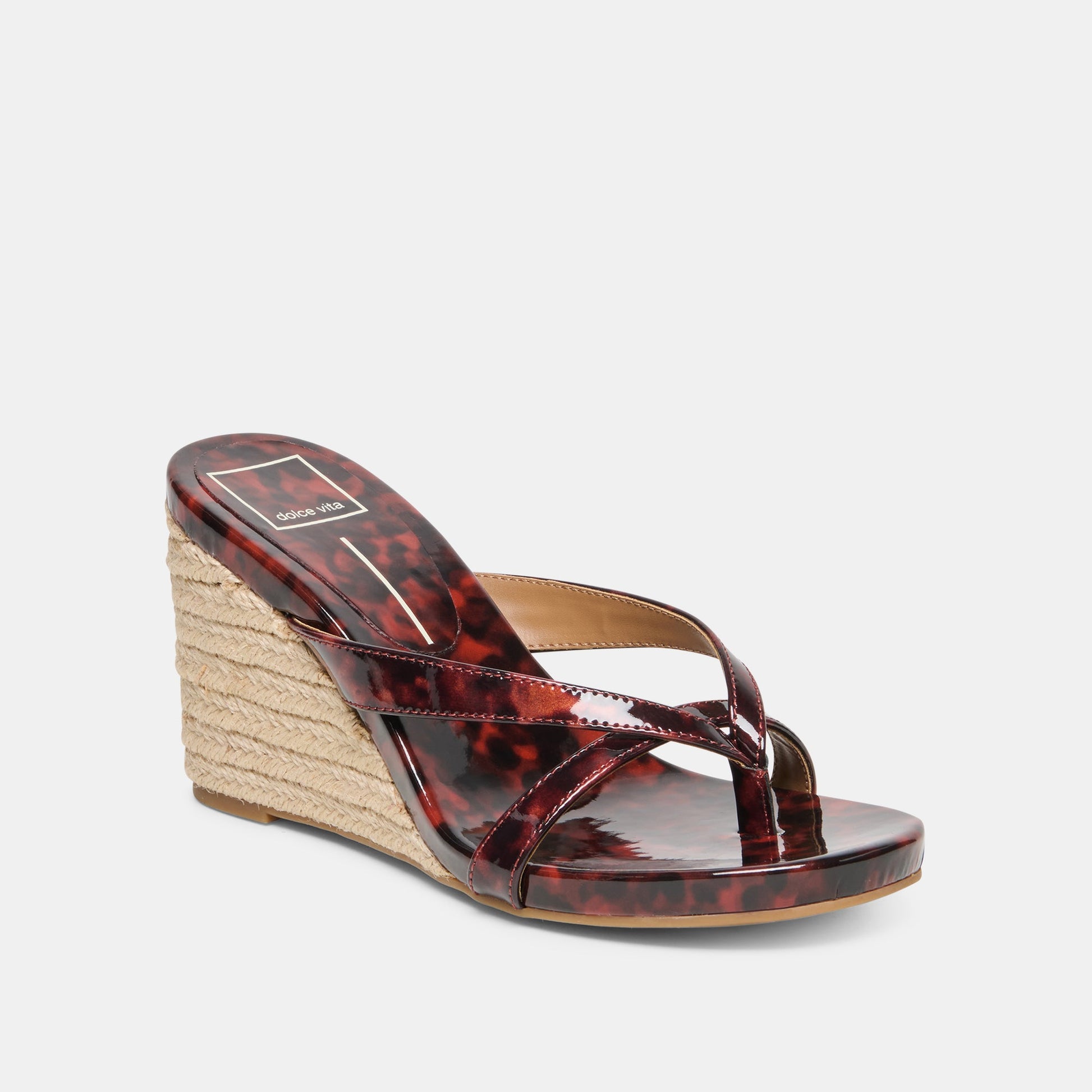 Dolce Vita Helan Espadrille Tortoise Patent Leather Wedges