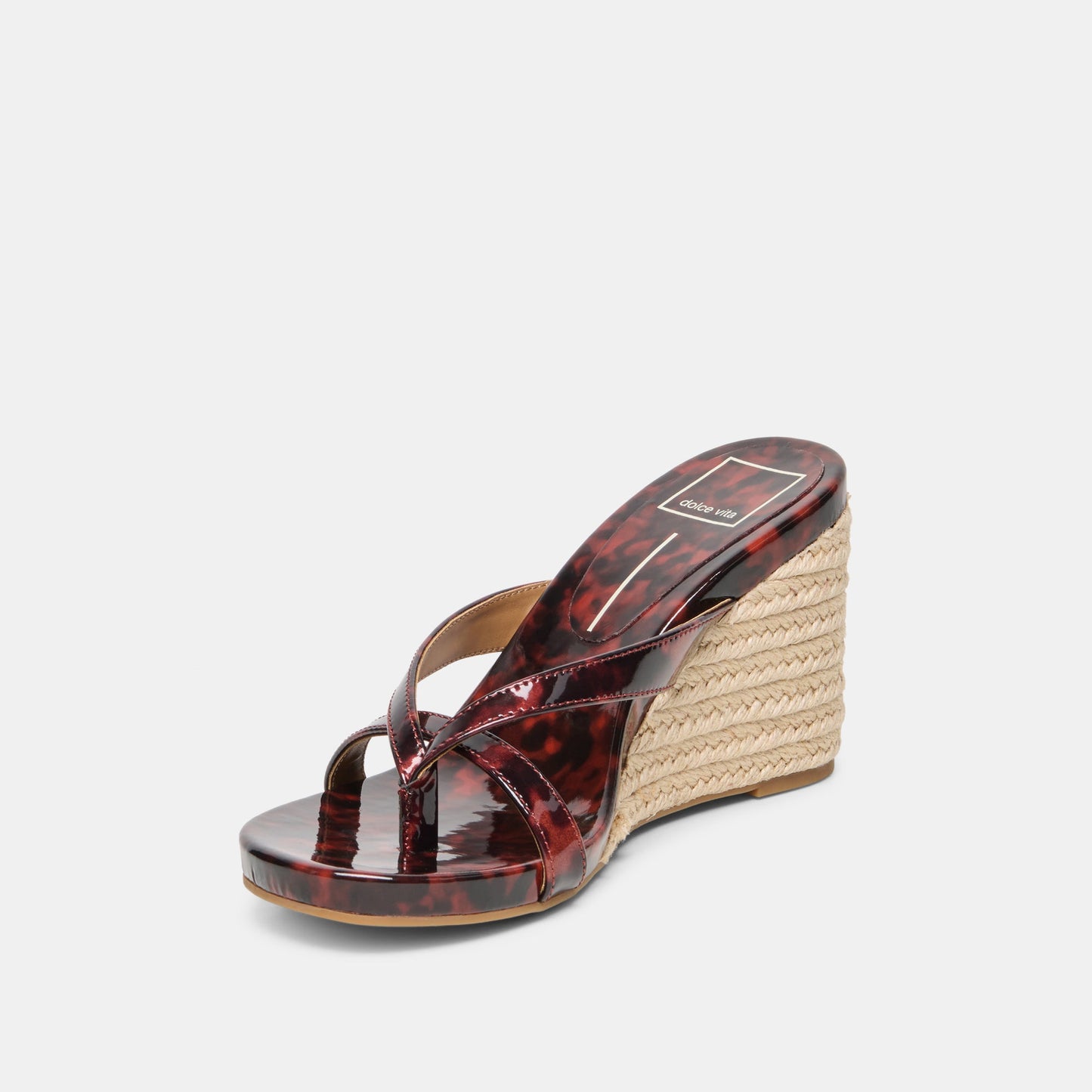 Dolce Vita Helan Espadrille Tortoise Patent Leather Wedges
