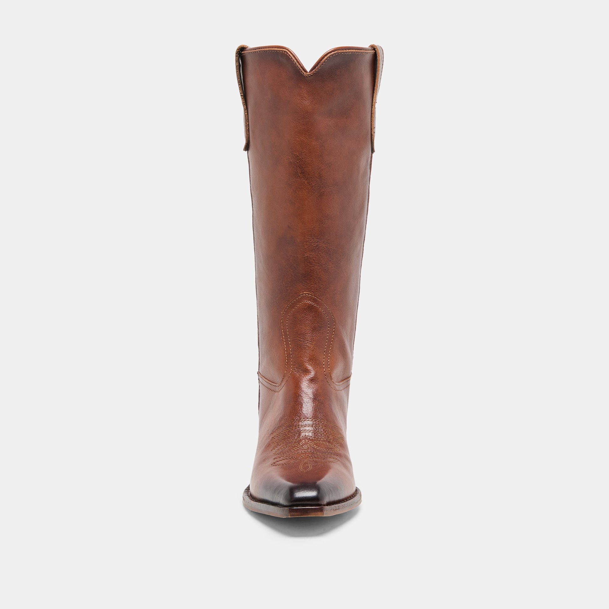Dolce Vita VIGLA Chestnut Leather Pointed-Toe Western Boots
