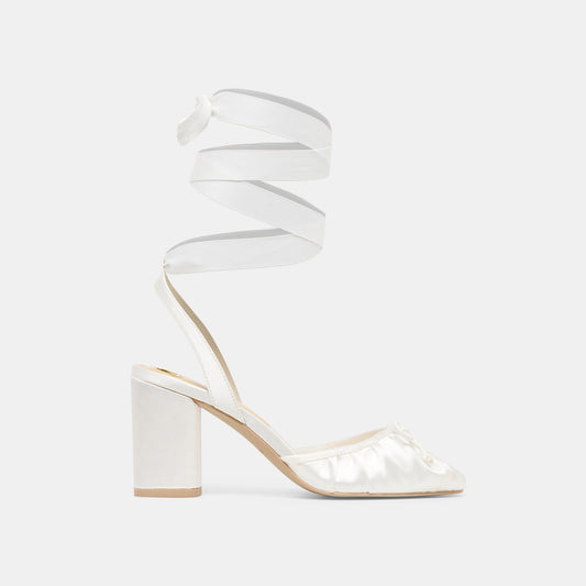 Dolce Vita Tisha True White Satin Heels
