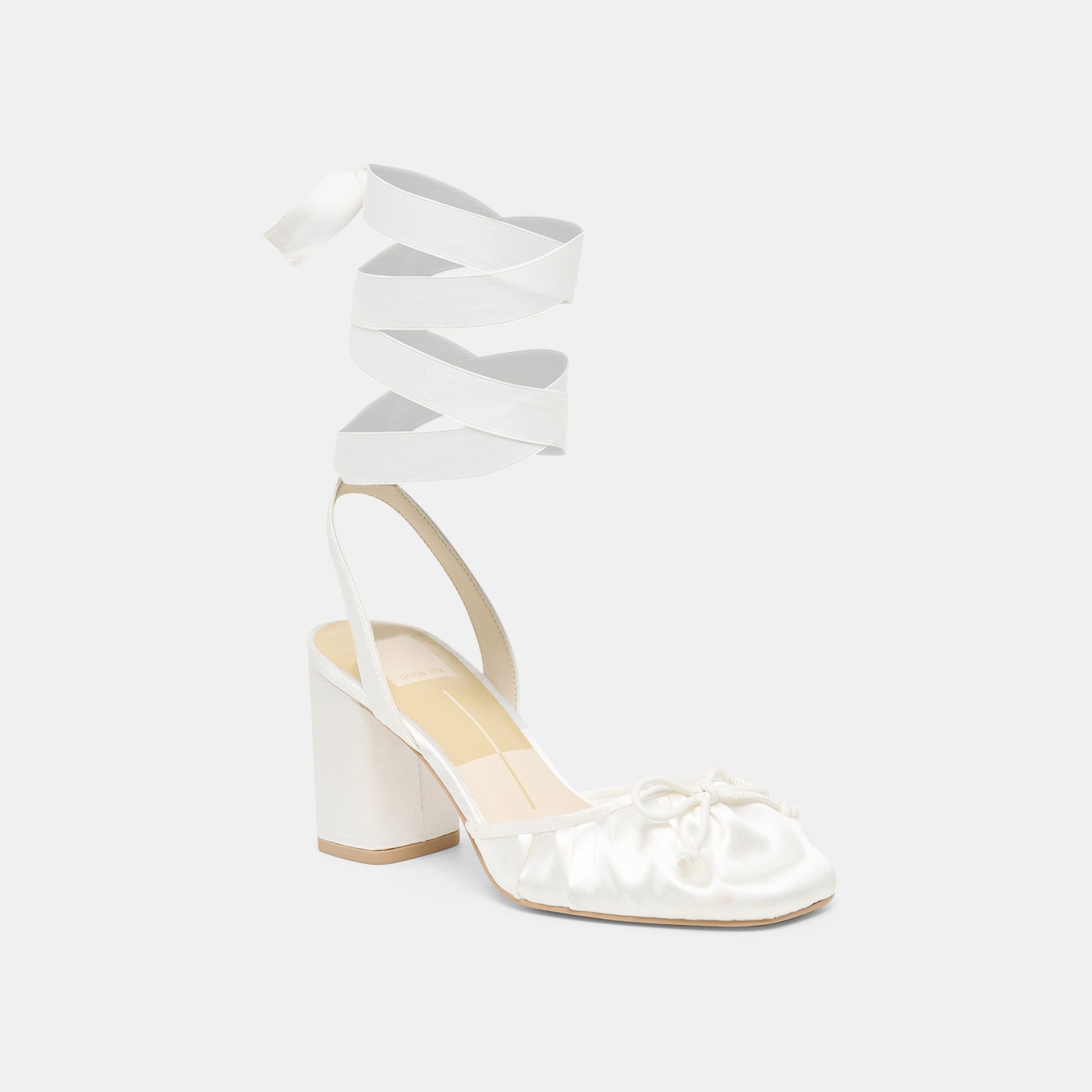 Dolce Vita Tisha True White Satin Heels