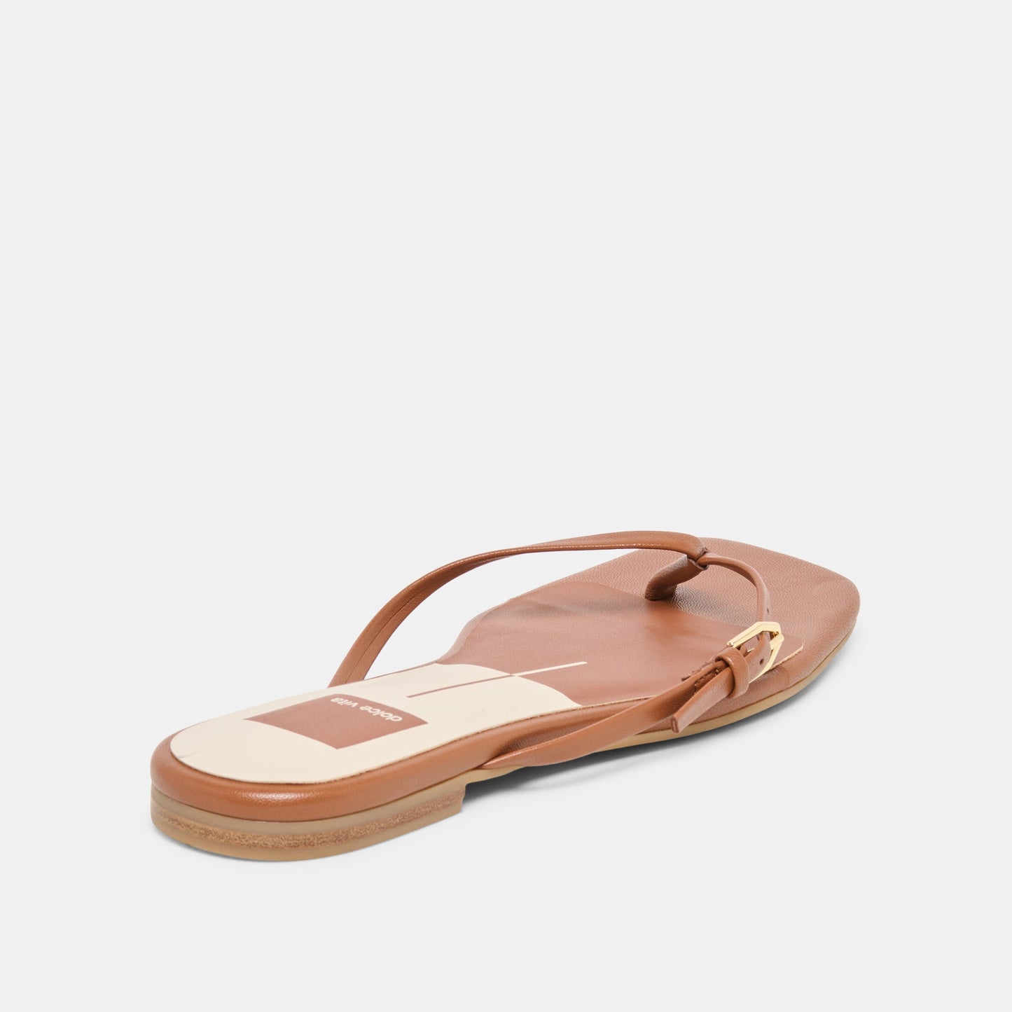 Dolce Vita MALTA Cognac Leather Buckle Flip-Flop Sandals
