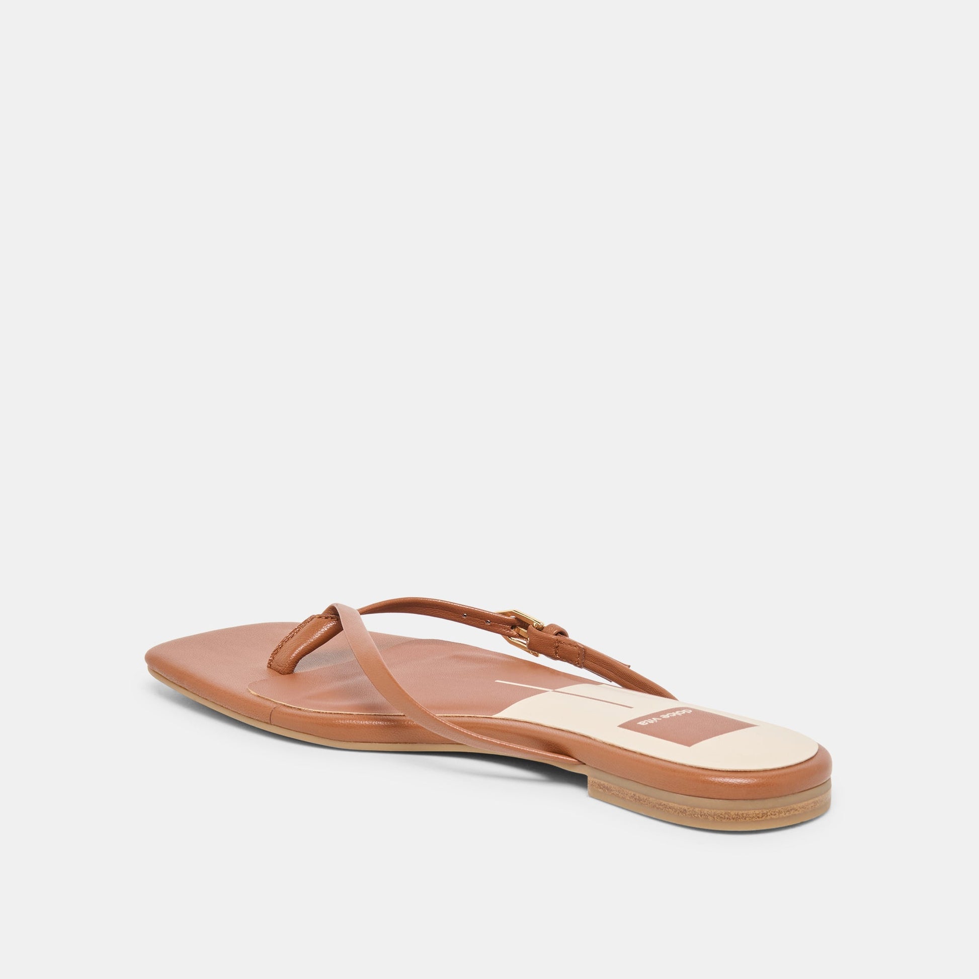 Dolce Vita MALTA Cognac Leather Buckle Flip-Flop Sandals