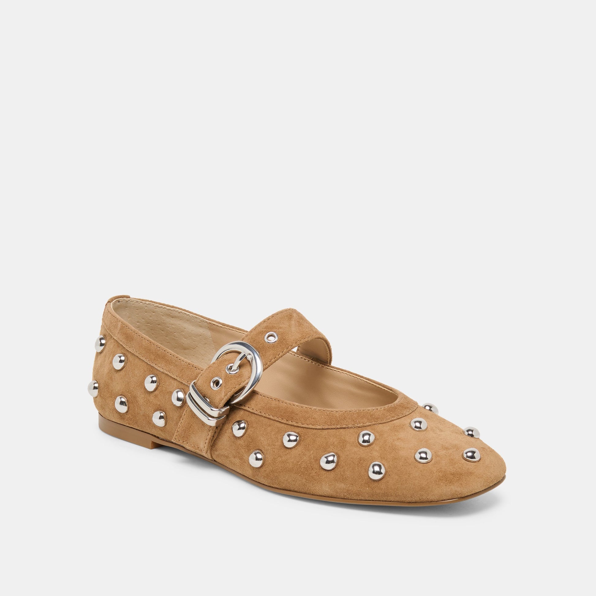 Dolce Vita Mikel Stud Lt Brown Suede Ballet Flats