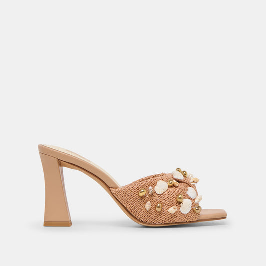 Dolce Vita Tylah Toffee Beaded Raffia Heels