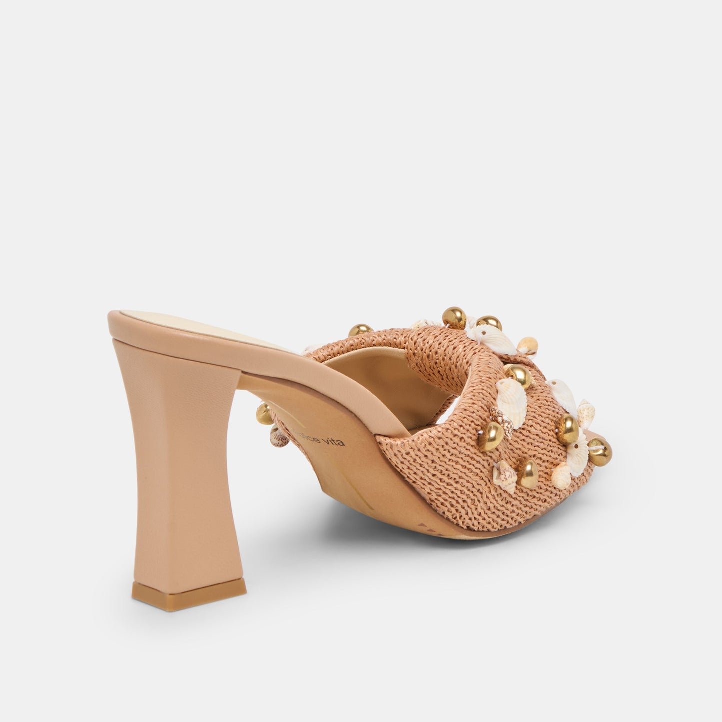 Dolce Vita Tylah Toffee Beaded Raffia Heels