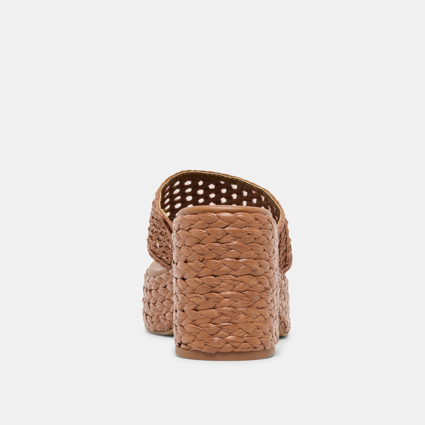 Dolce Vita RIPPLE Mid Brown Raffia Platform Thong Block Heel
