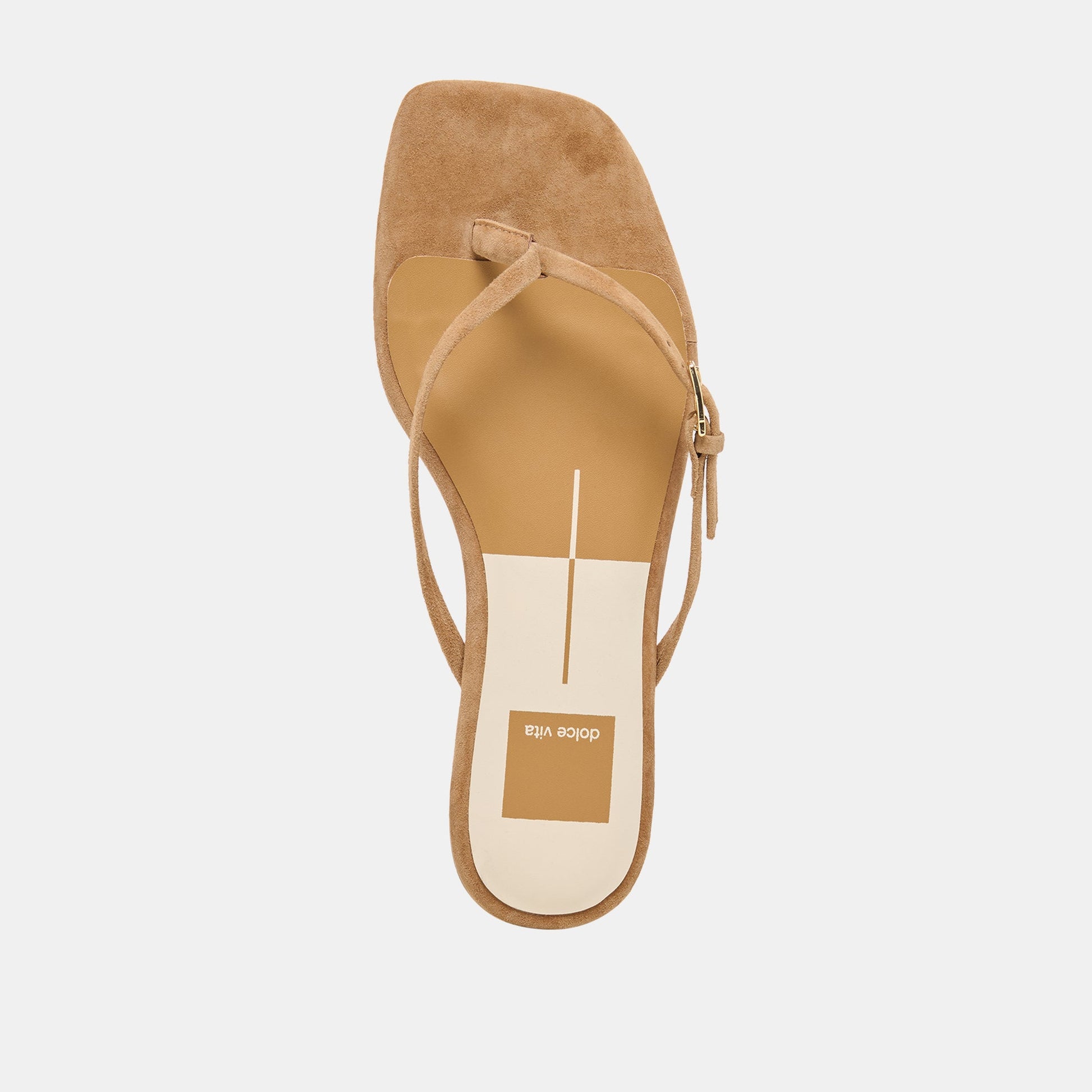 Dolce Vita MALTA Lt Brown Suede Buckle Flip-Flop Sandals
