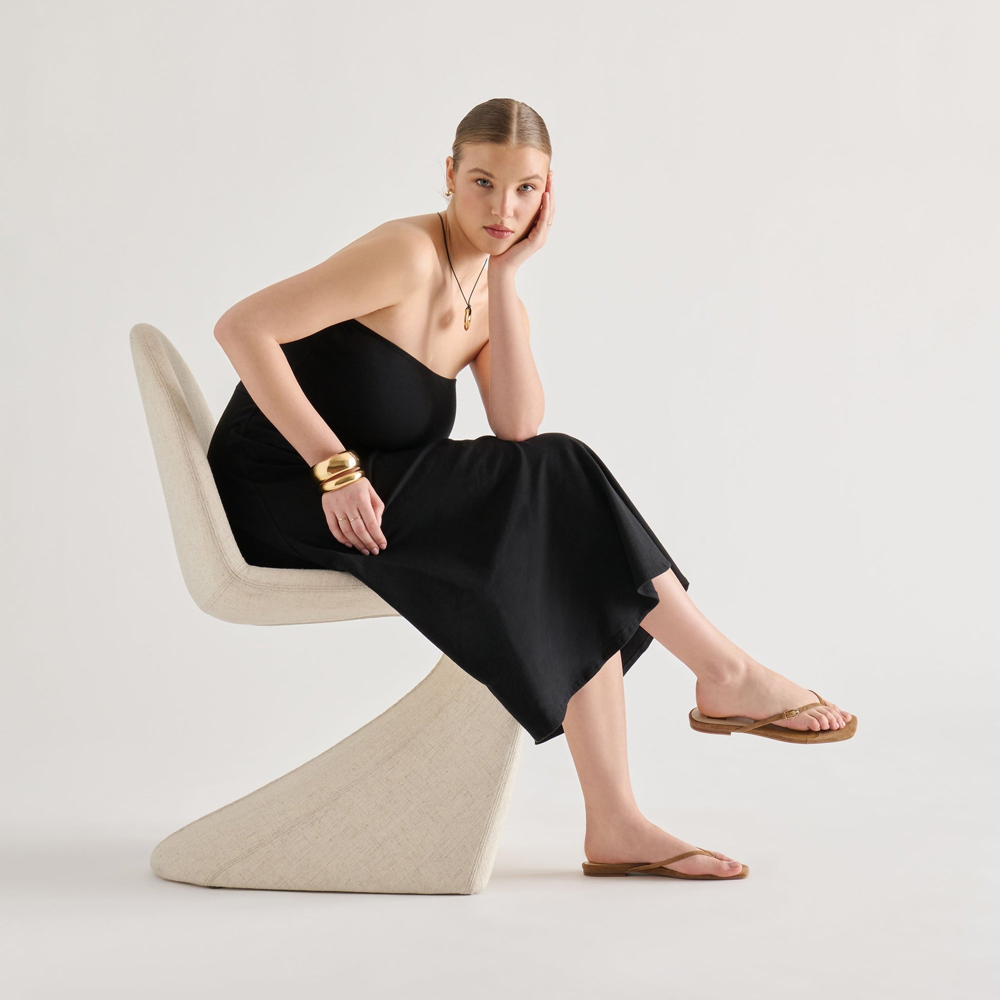 Dolce Vita MALTA Lt Brown Suede Buckle Flip-Flop Sandals