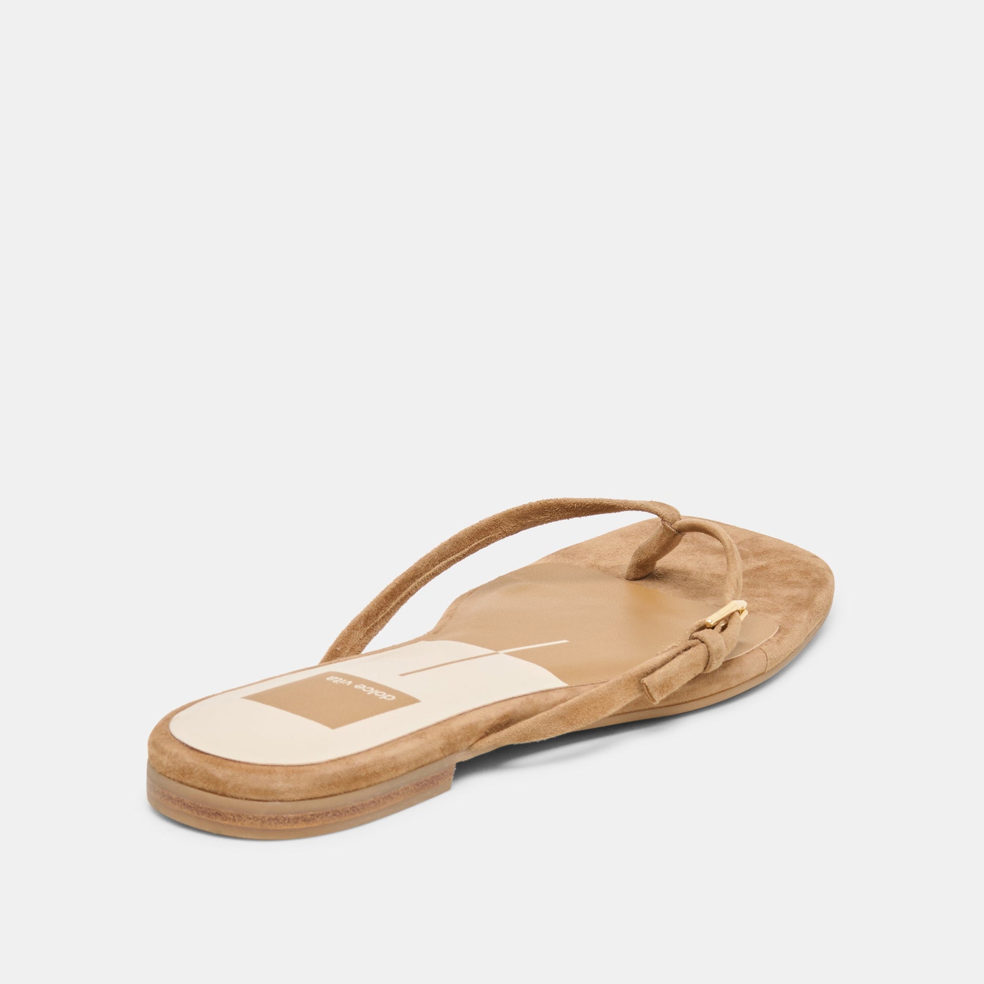Dolce Vita MALTA Lt Brown Suede Buckle Flip-Flop Sandals