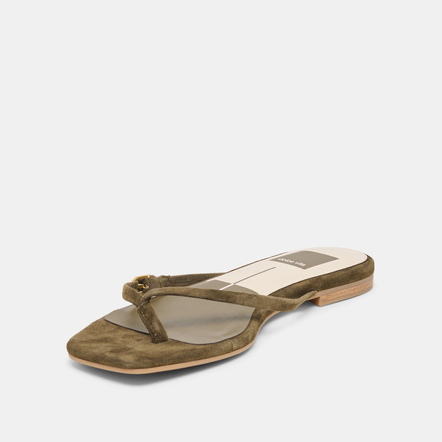 Dolce Vita MALTA Dk Olive Suede Buckle Flip-Flop Sandals