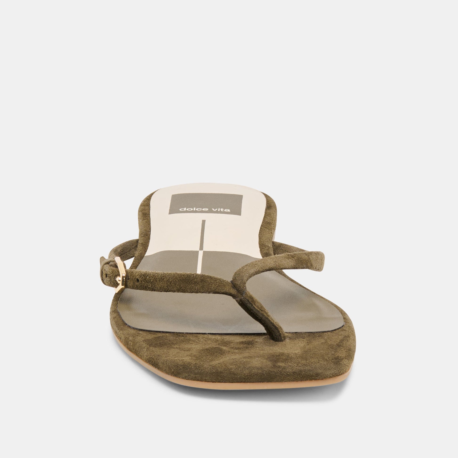 Dolce Vita MALTA Dk Olive Suede Buckle Flip-Flop Sandals
