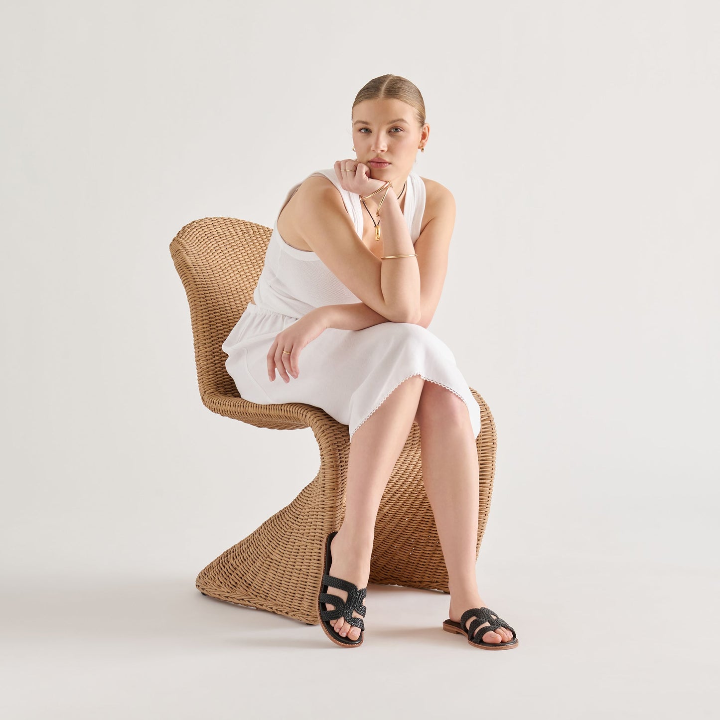 Dolce Vita EMON Black Stella Slide Open-Toe Sandals