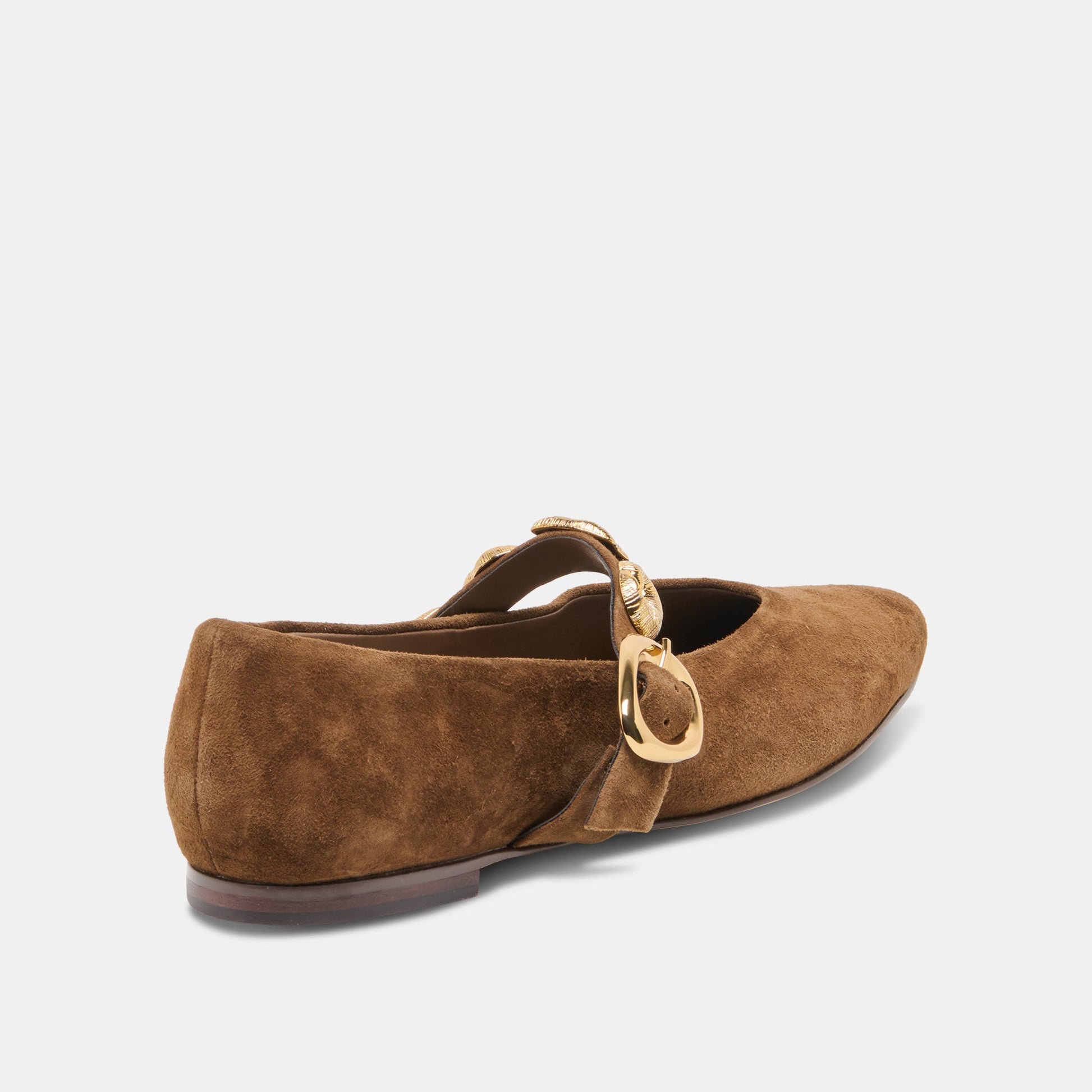 Dolce Vita LOREE Chesnut Suede Mary-Jane Metal Detail Ballet Flats