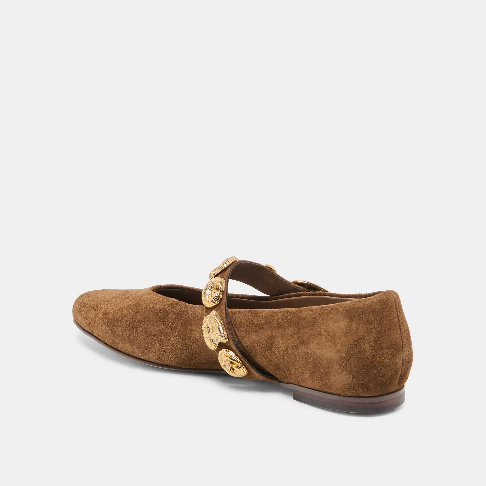 Dolce Vita LOREE Chesnut Suede Mary-Jane Metal Detail Ballet Flats