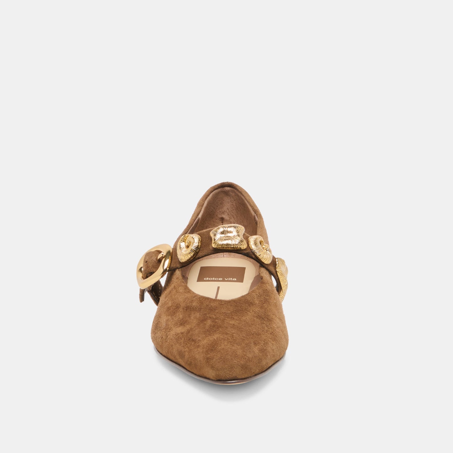Dolce Vita LOREE Chesnut Suede Mary-Jane Metal Detail Ballet Flats
