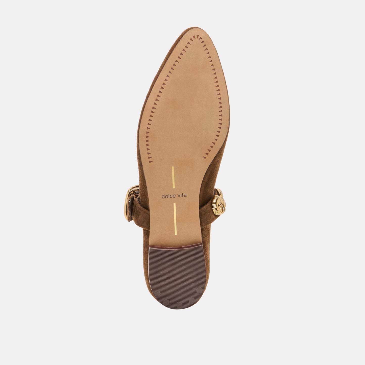 Dolce Vita LOREE Chesnut Suede Mary-Jane Metal Detail Ballet Flats