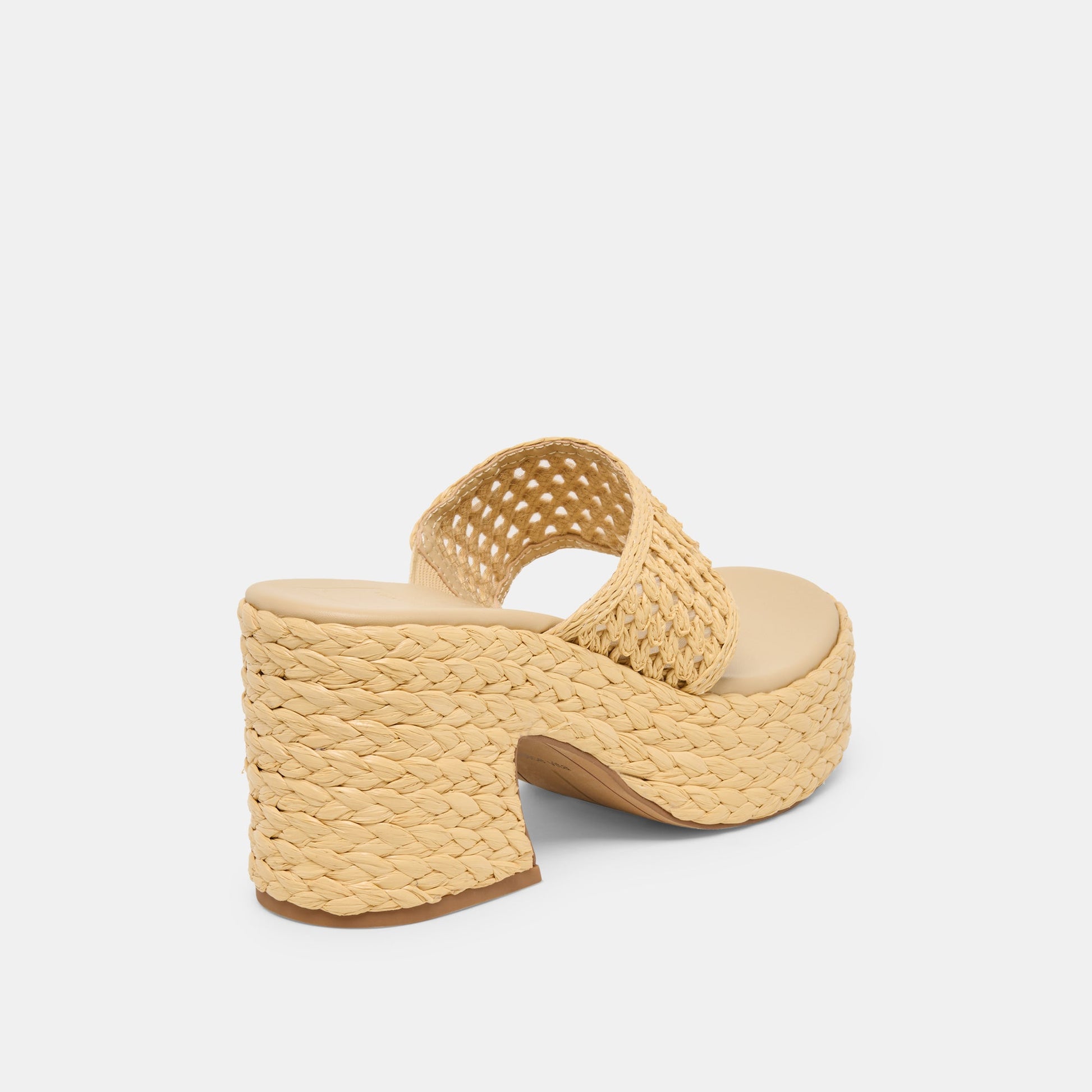 Dolce Vita RIPPLE Lt Natural Raffia Platform Thong Block Heel