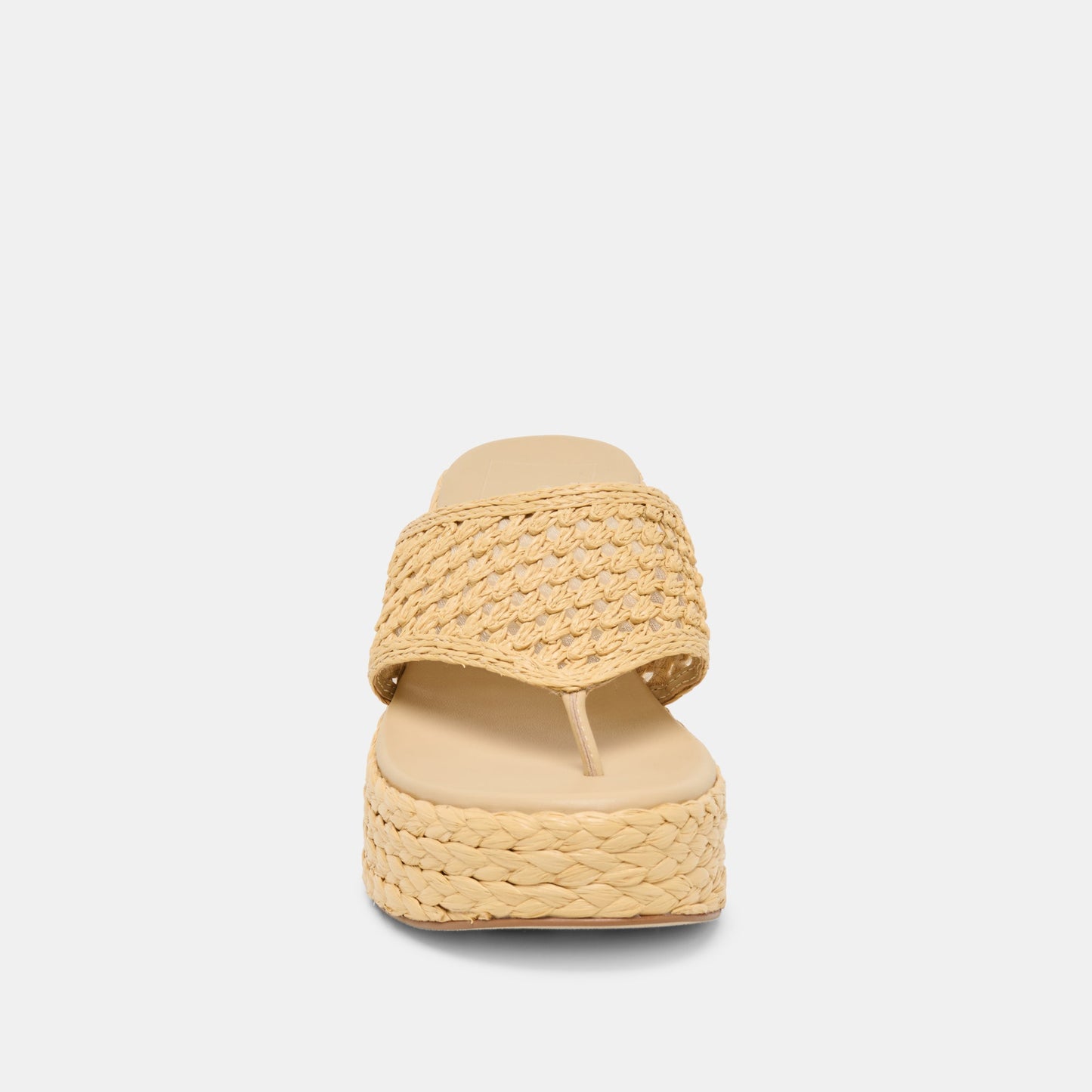 Dolce Vita RIPPLE Lt Natural Raffia Platform Thong Block Heel