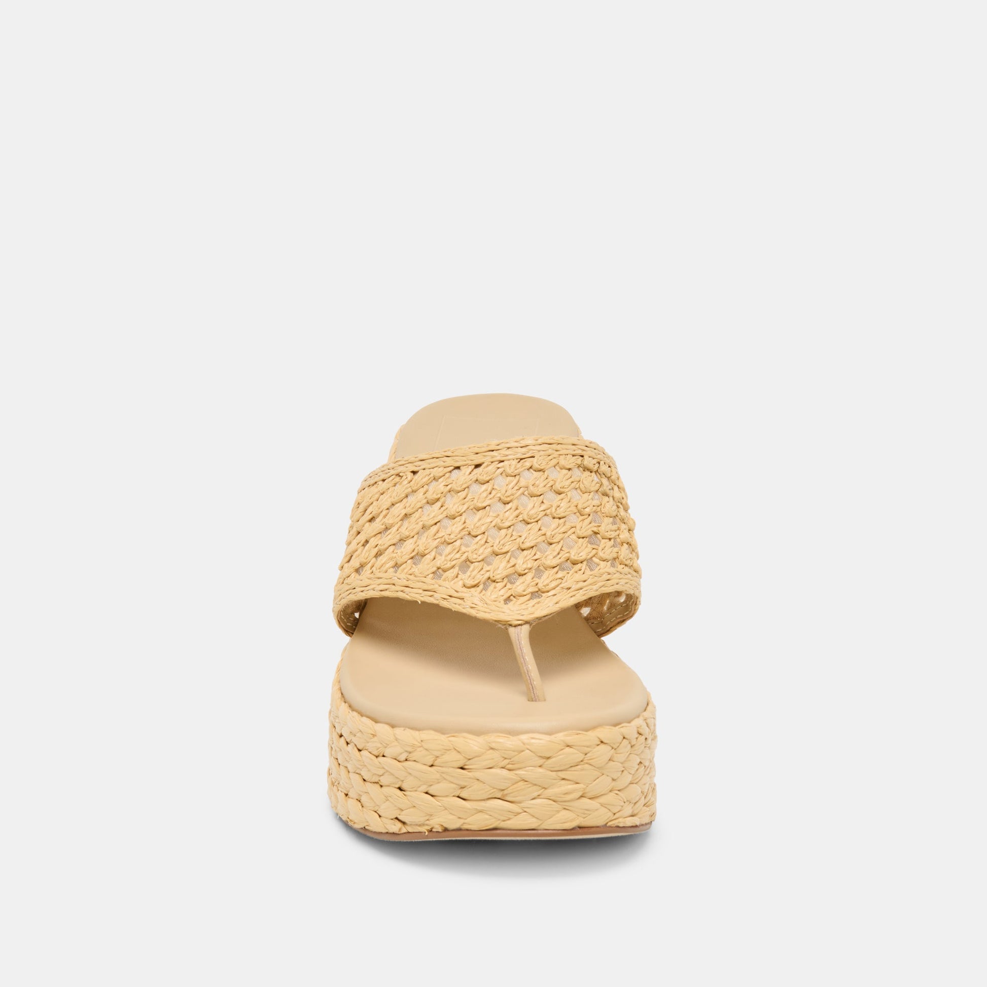 Dolce Vita RIPPLE Lt Natural Raffia Platform Thong Block Heel